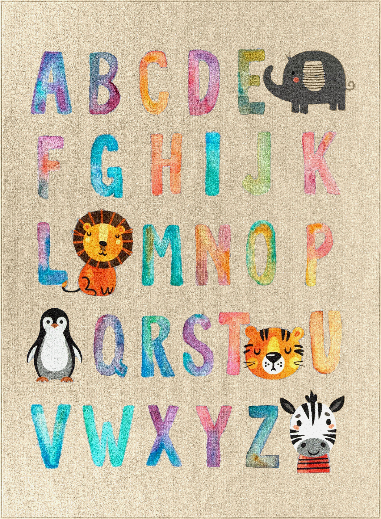 KMCarpets Teppich Alphabet 140x200 cm, Leinenfarben