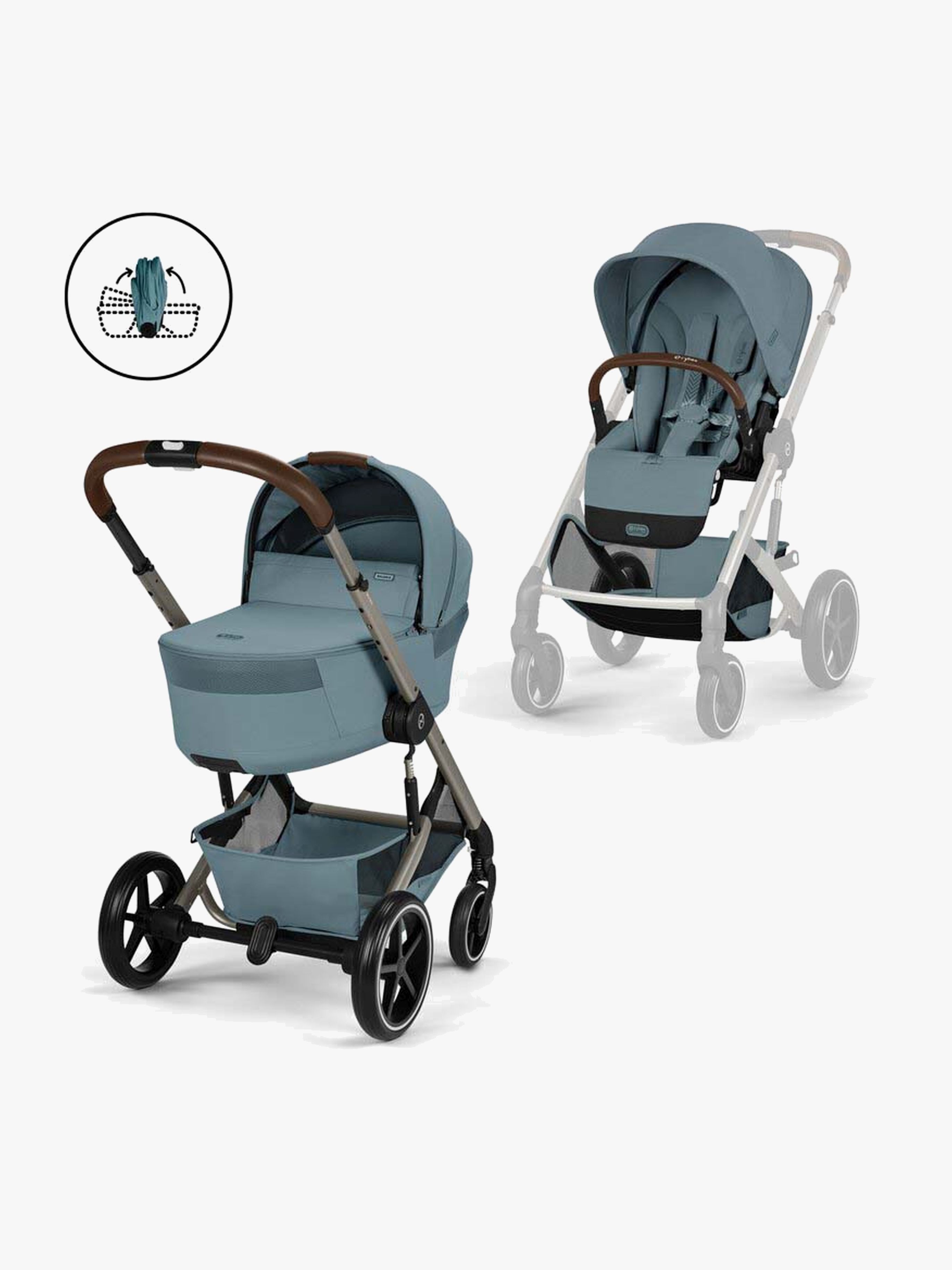 Cybex BALIOS S Lux Kombikinderwagen mit Falt-Liegewanne, Stormy Blue