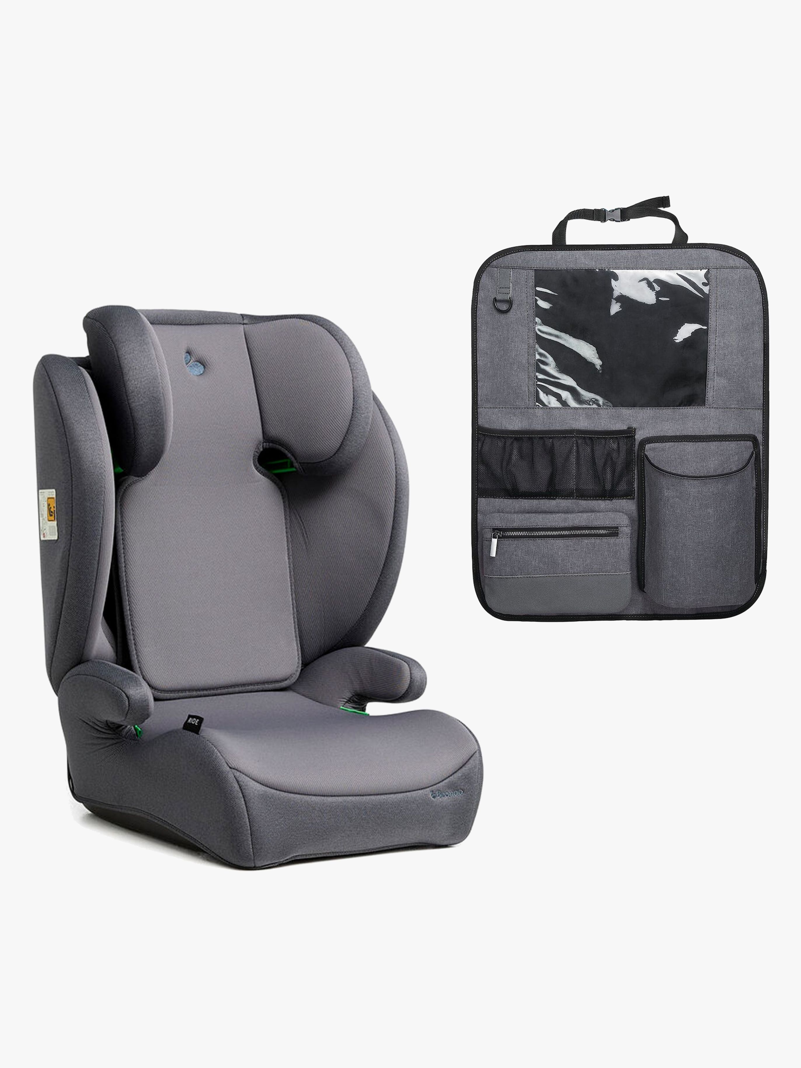 Beemoo Ride i-Size Kindersitz inkl. Beemo Deluxe Trittschutz, Mineral Grey