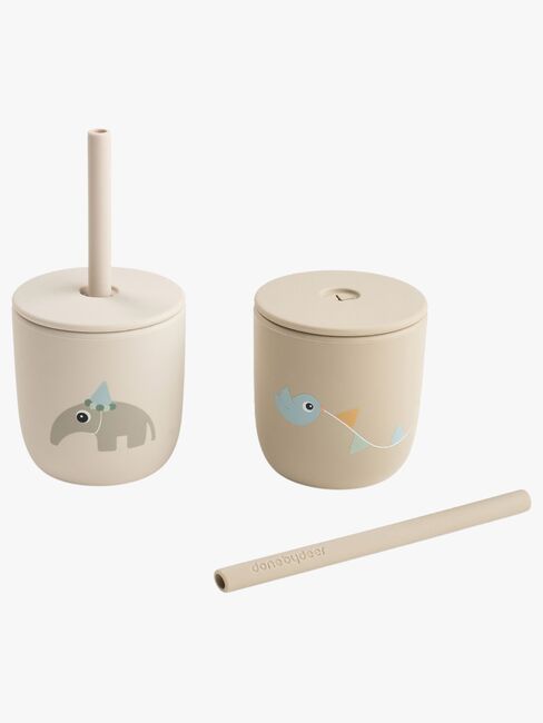 Done By Deer Celebration Trinkhalmbecher Silikon 2er-Pack, Sand