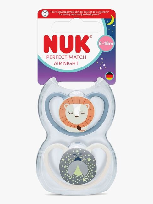 NUK Perfect Match Air Night Schnuller 2er-Pack Größe 2, Lion