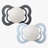 BIBS Supreme Schnuller 2er-Pack Silikon Gr. 1 Symmetrisch, Iron Glow/Baby Blue Glow