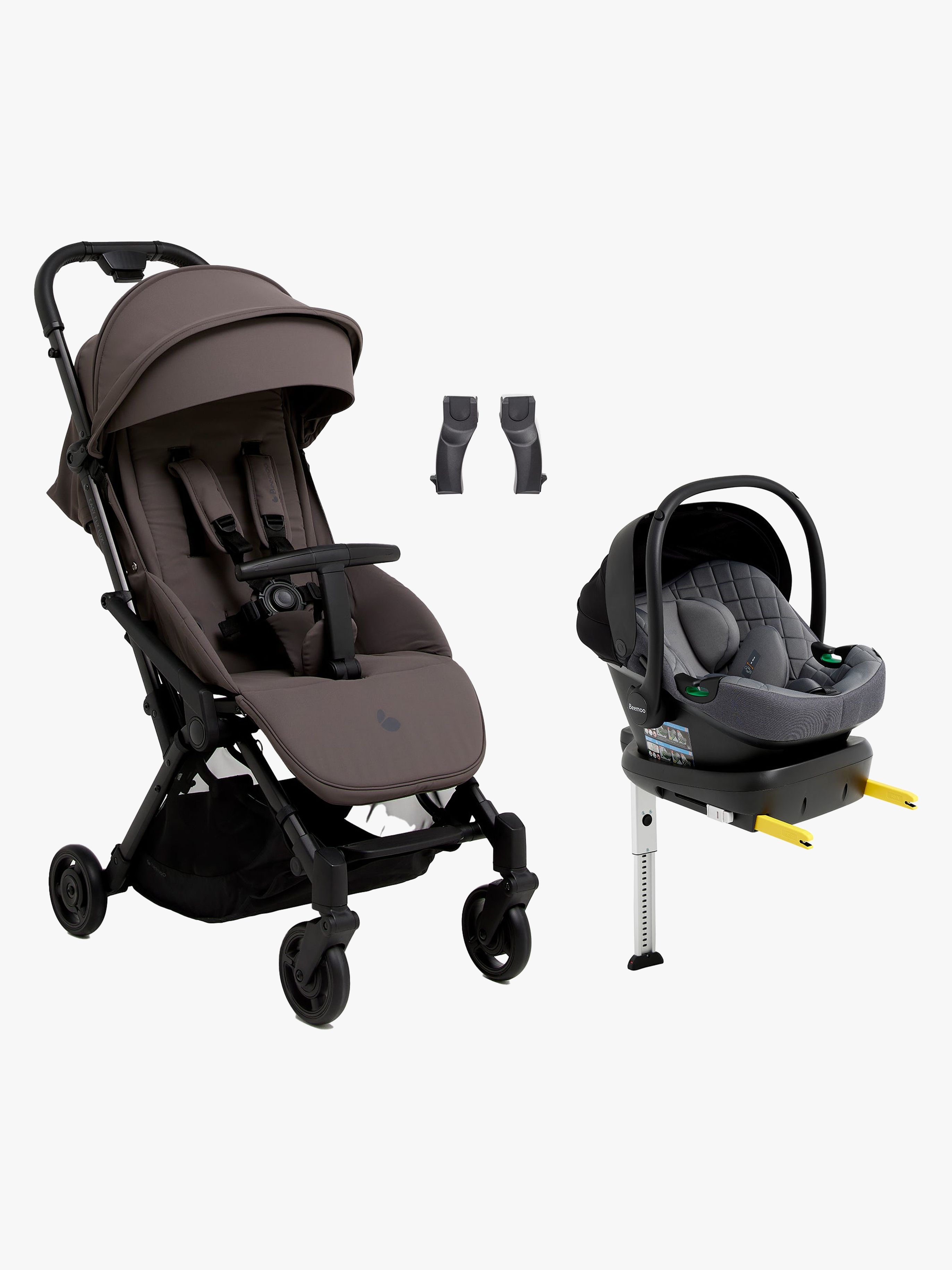 Beemoo Easy Fly Lux 4 Buggy inkl. Route i-Size Babyschale &  Basis, Gull Grey/Mineral Grey