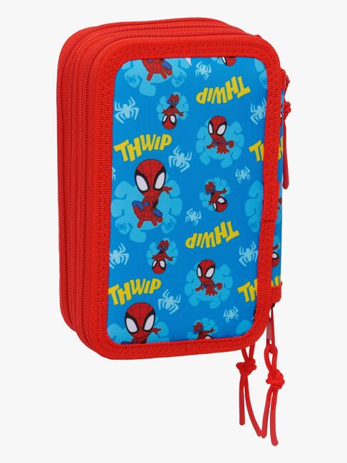 Spidey And His Amazing Friends Gefülltes Dreifach-Federmäppchen 37 Teile, Blau