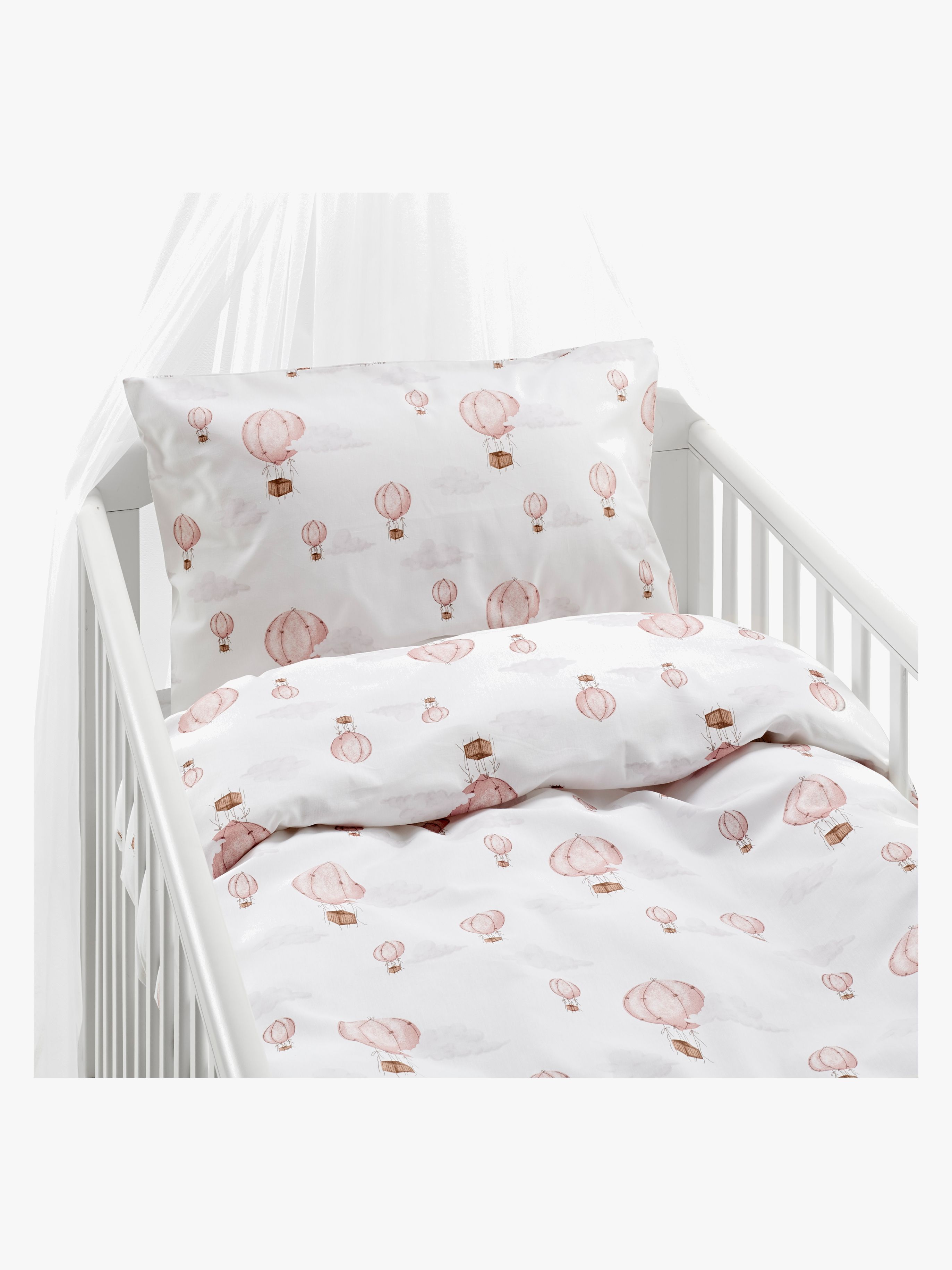 Bettwäsche Babybett Ballon 2-teilig 100x130 cm, Rosa