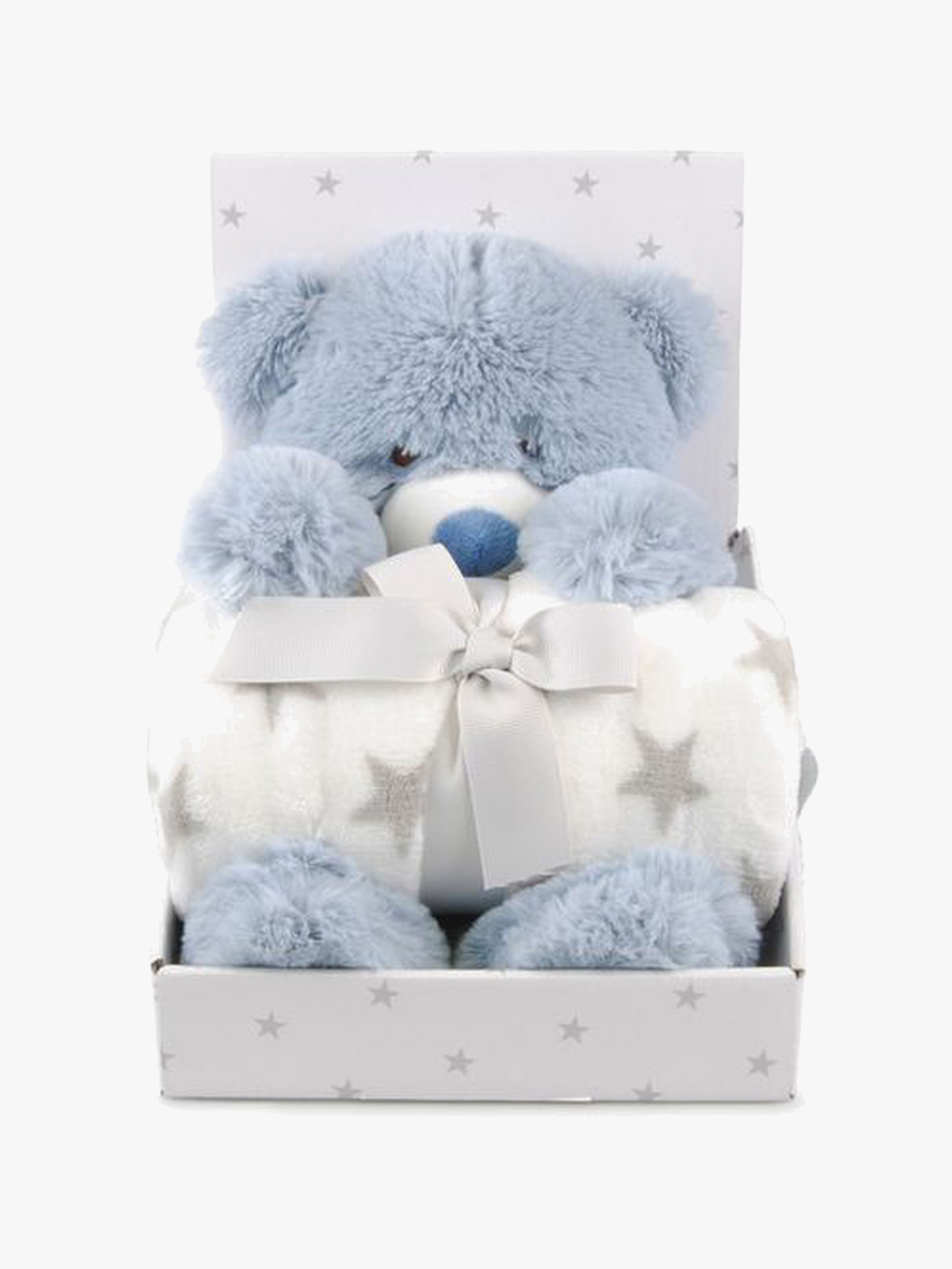 CarloBaby Fleecedecke und Kuscheltier Teddy, Blau