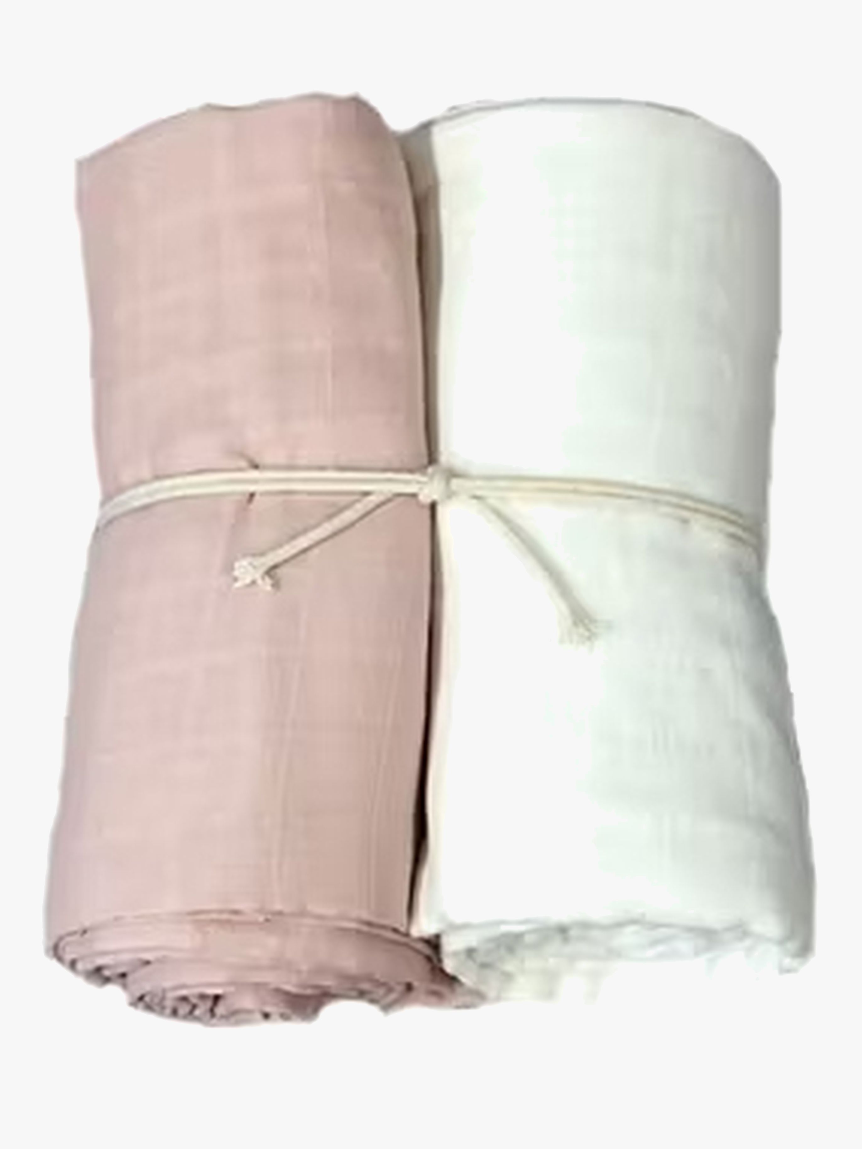 Musselintuch 2er-Pack, Weiß / Rosa