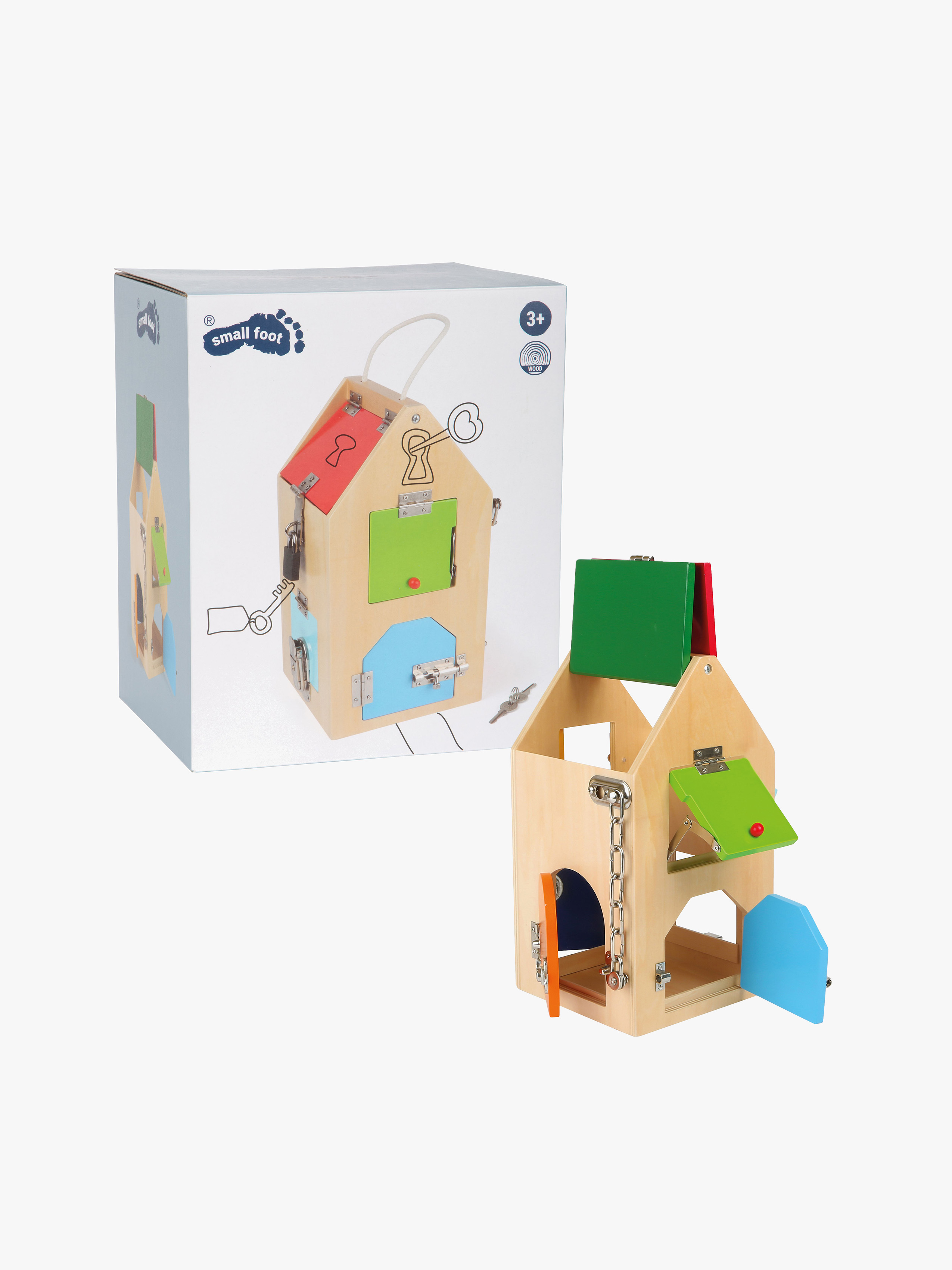 Small Foot Aktivitätsspielzeug Haus mit Schlössern, Babyspielzeug