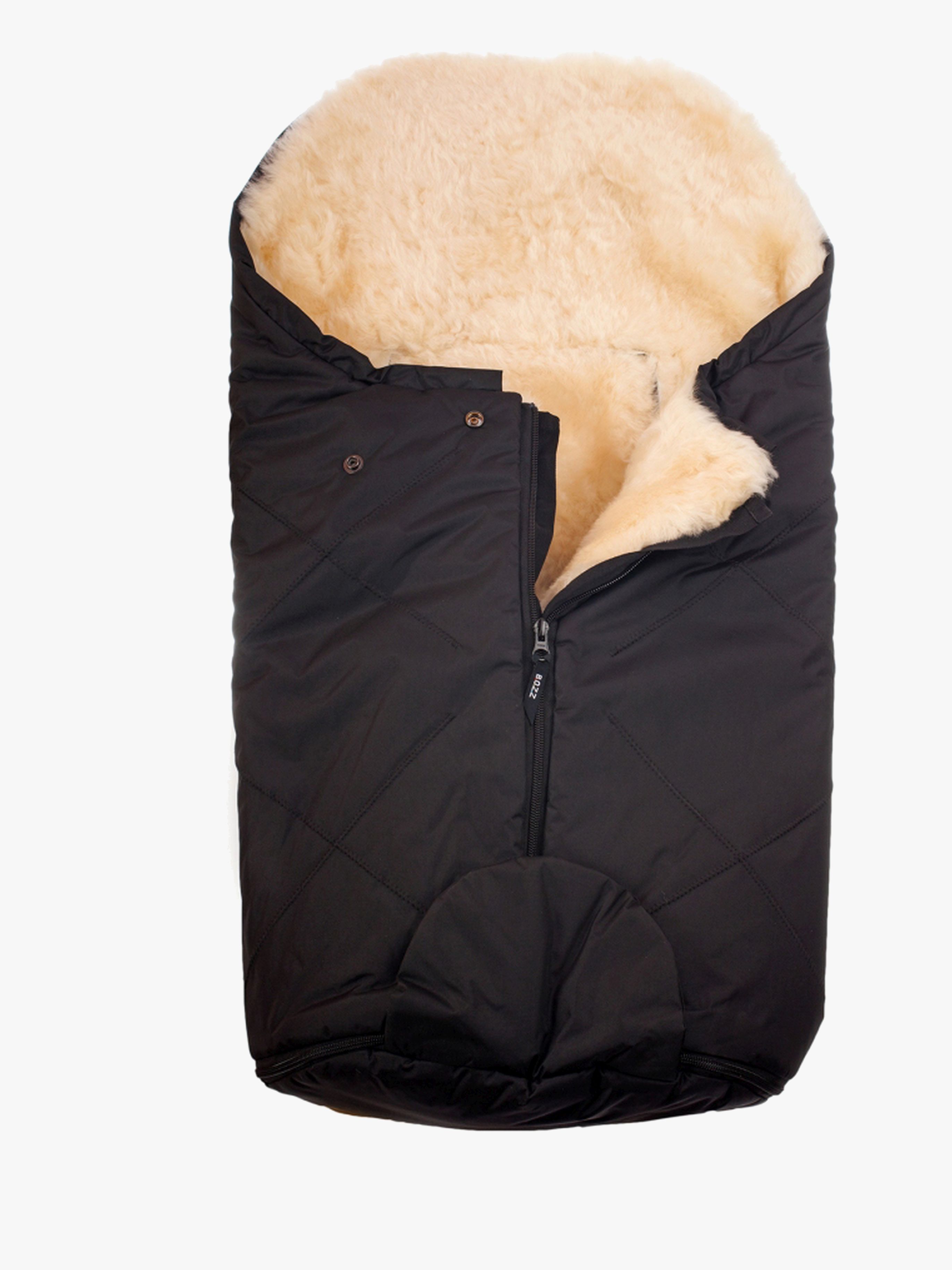Bozz Lammfell-Fußsack Small Geschnitten, Black/Nature