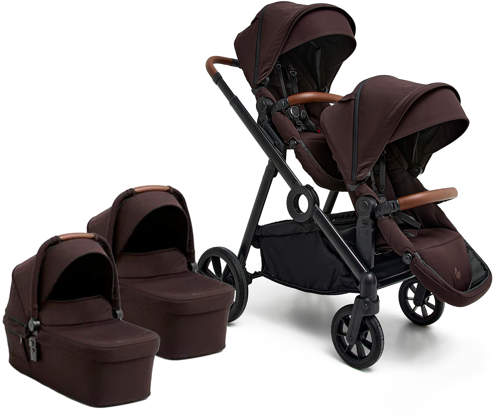 Beemoo Pro Multi 2 Zwillingswagen, Espresso Brown