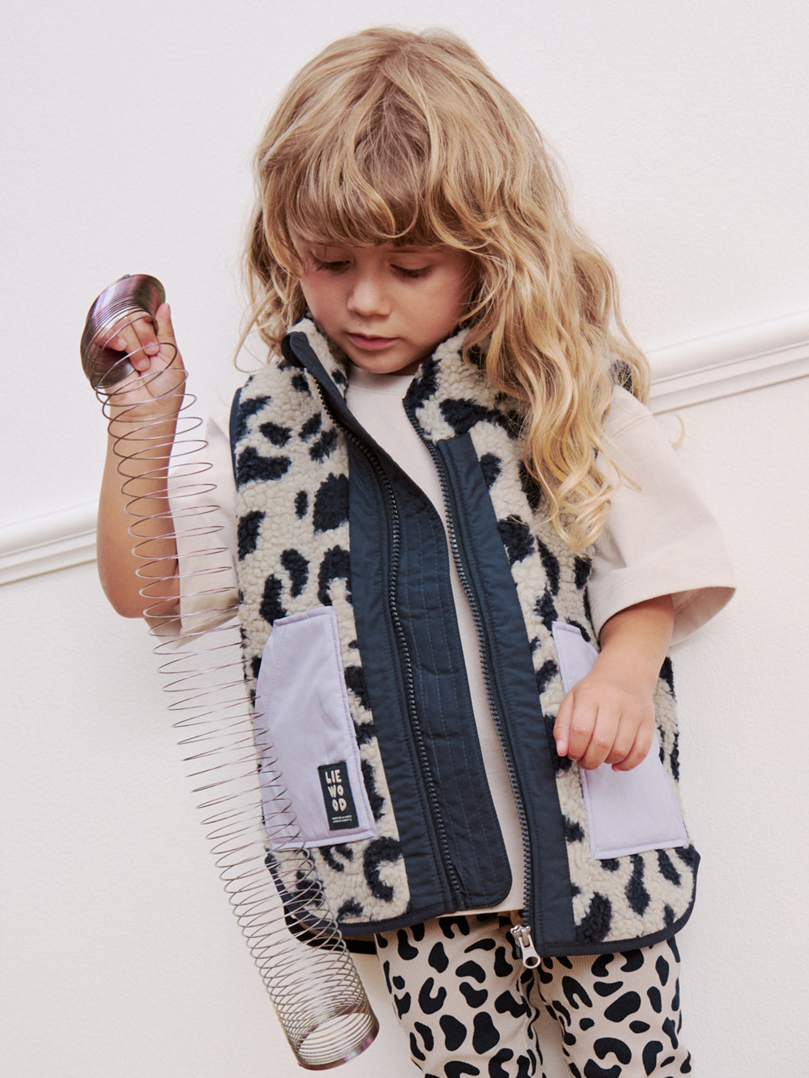 LIEWOOD Noam Teddyfleece-Weste, Mega Leo/Mist Mix, 128