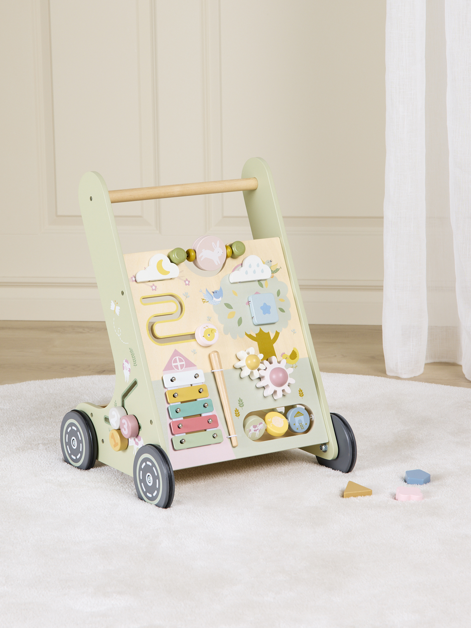 Lauflernwagen Bauernhof, Grün, Babyspielzeug