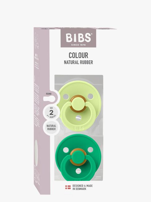 BIBS Colour Schnuller 2er-Pack Latex Größe 2 Rund, Matcha/Cactus