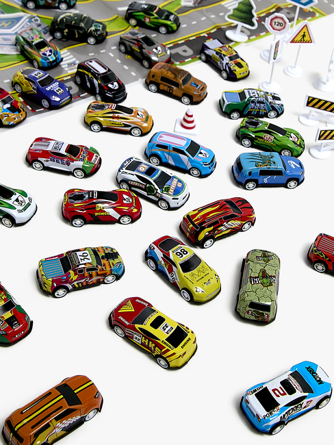 Alex's Garage Aufbewahrungsbehälter mit 50 Autos & Accessoires