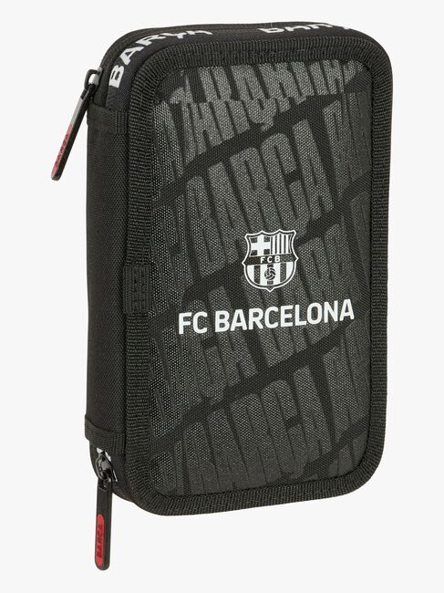 F.C.Barcelona Gefülltes Doppel-Federmäppchen 29 Teile, Schwarz