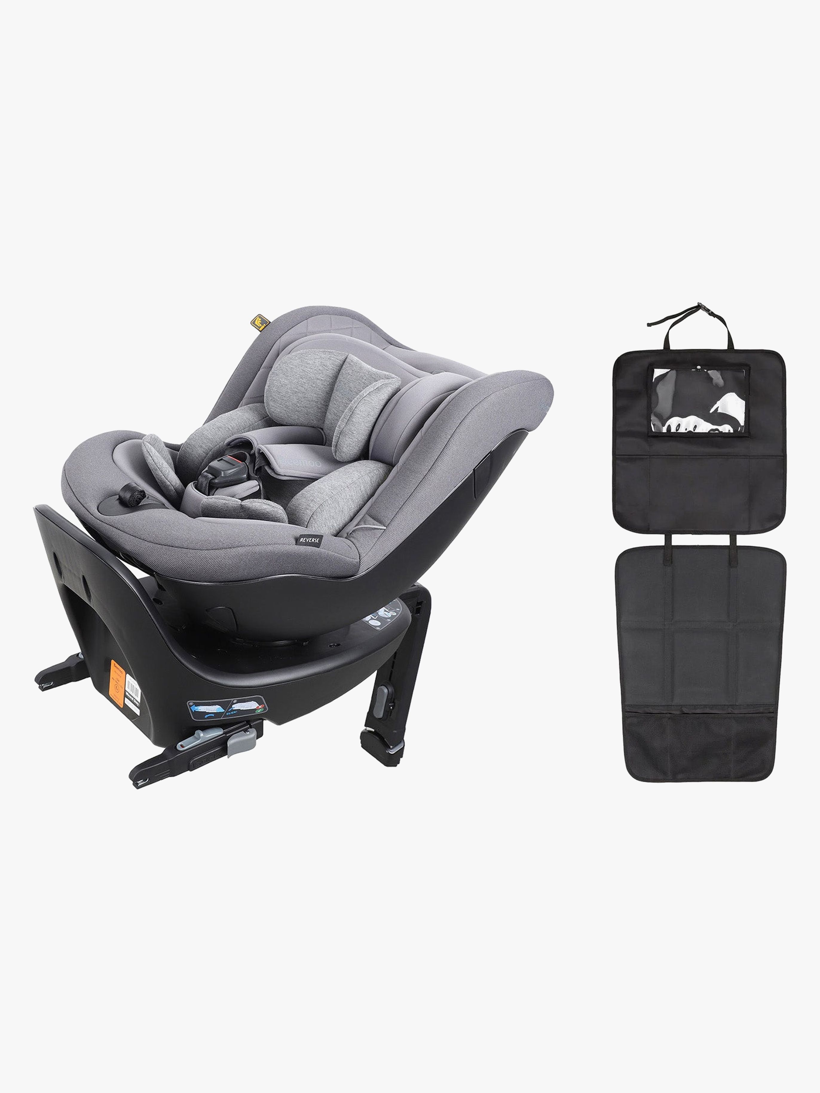 Beemoo Reverse i-Size Rückwärtsgerichteter Kindersitz inkl. 3-in-1 Sitzschutz, Mineral Grey