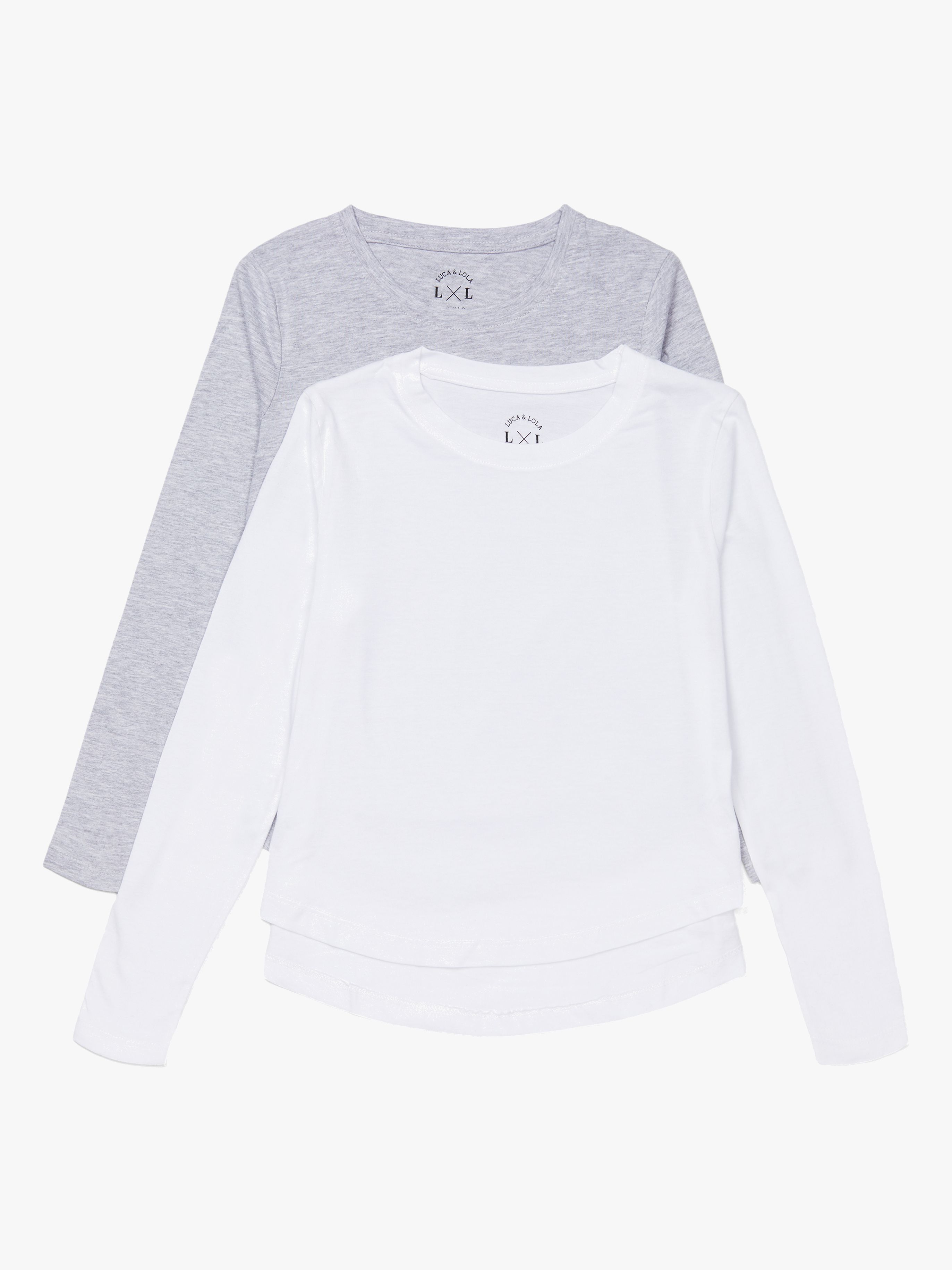 Alfonsia Langärmliges T-Shirt 2er-Pack, Grey Melange / White 134-140