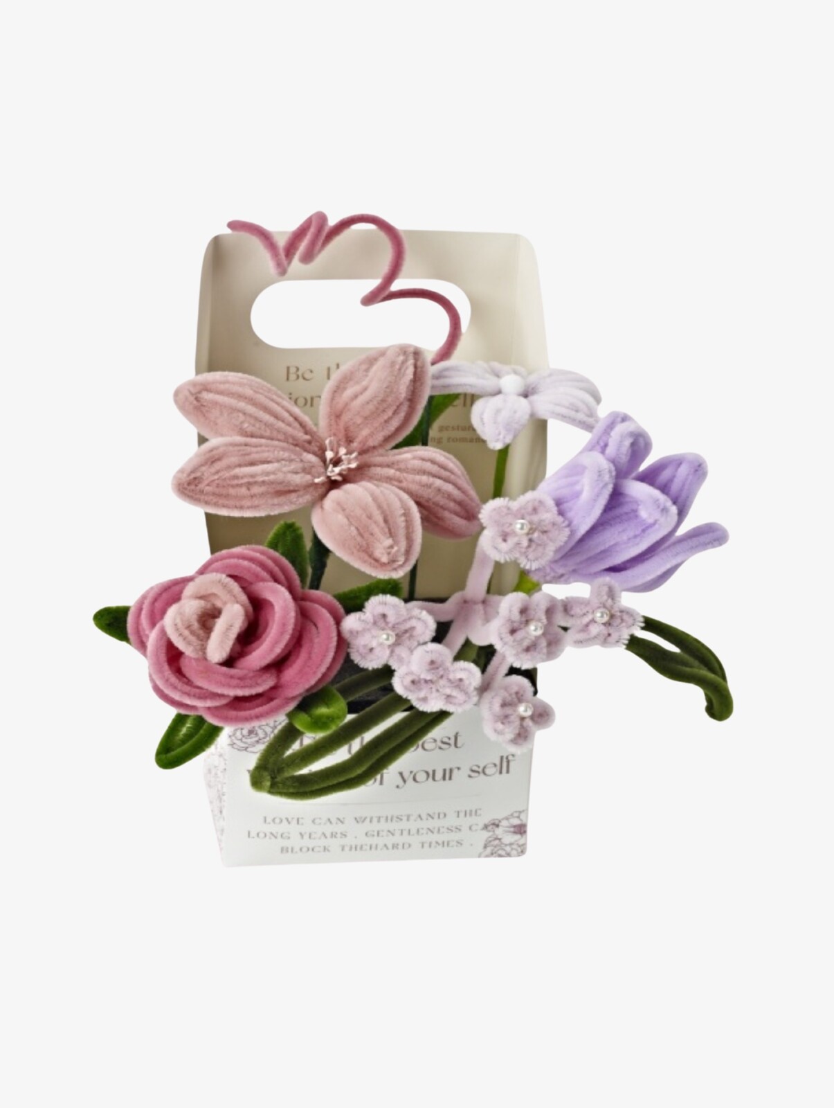 Fippla DIY-Set Blumenstrauß mit Pfeifenreinigern 18 Teile, Rosa