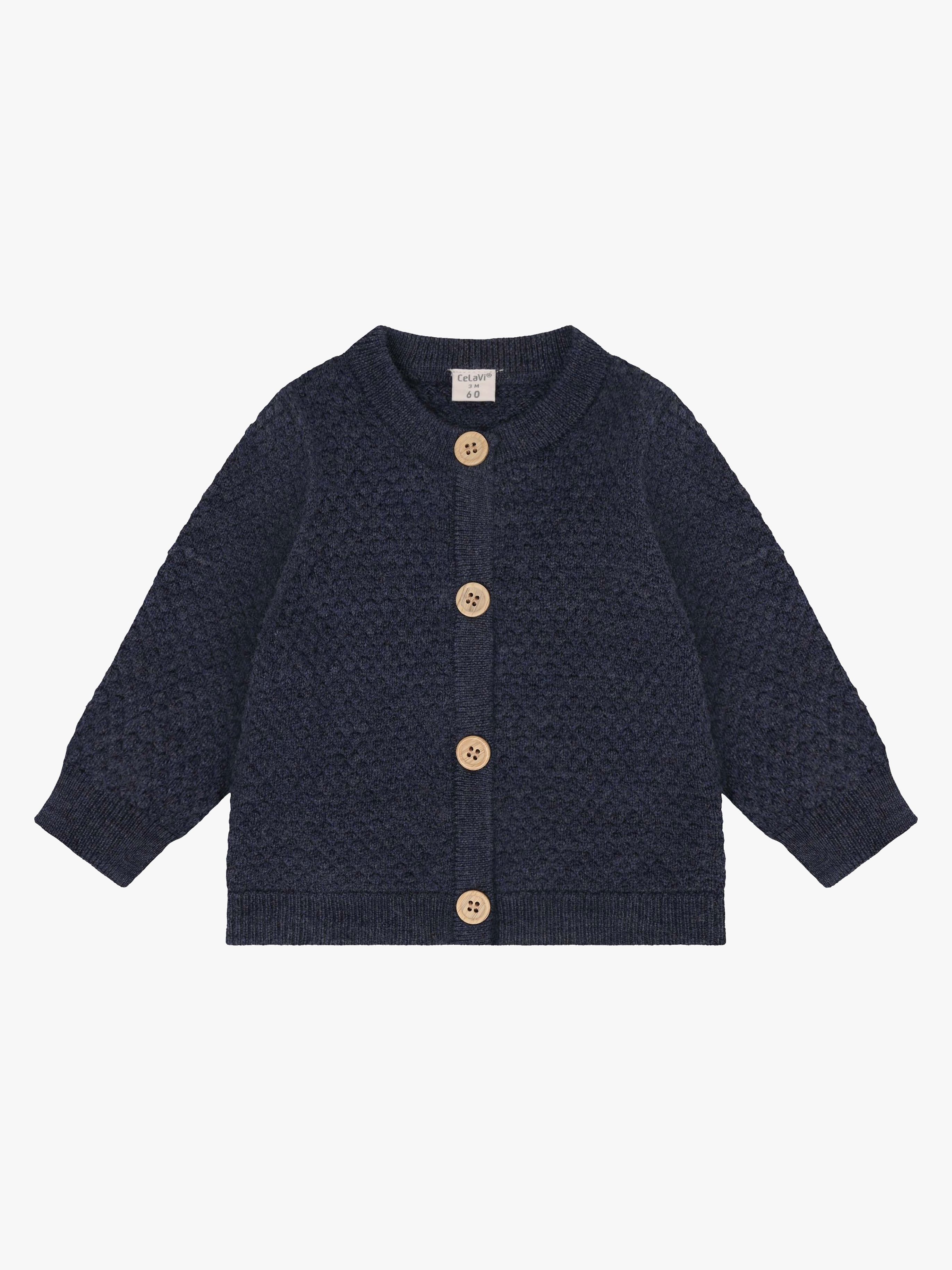 CeLaVi Strickjacke Merinowolle, Ombre Blue Melange, 60