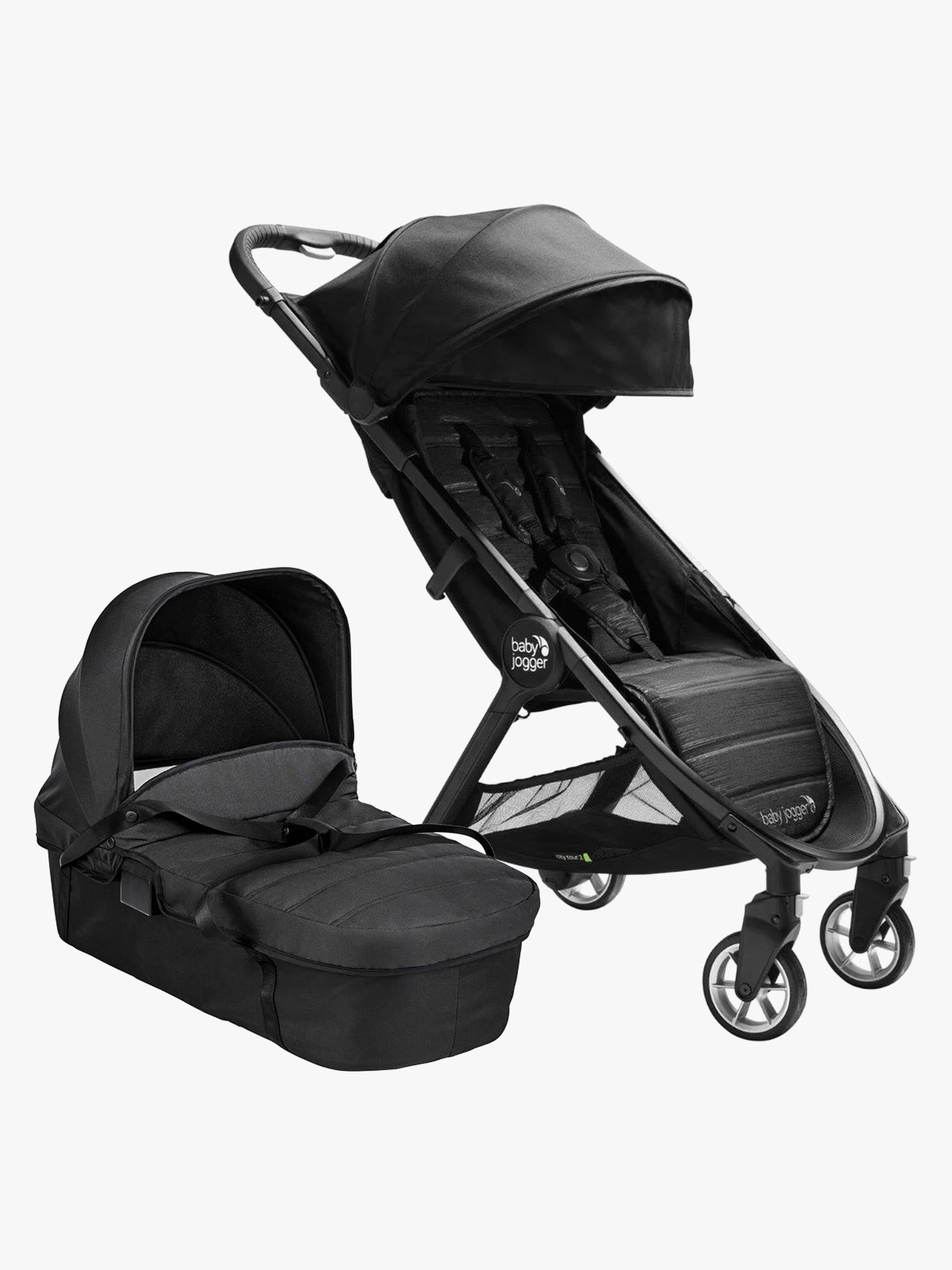 Baby Jogger City Tour 2 Buggy inkl. Liegewanne, Pitch Black/Jet
