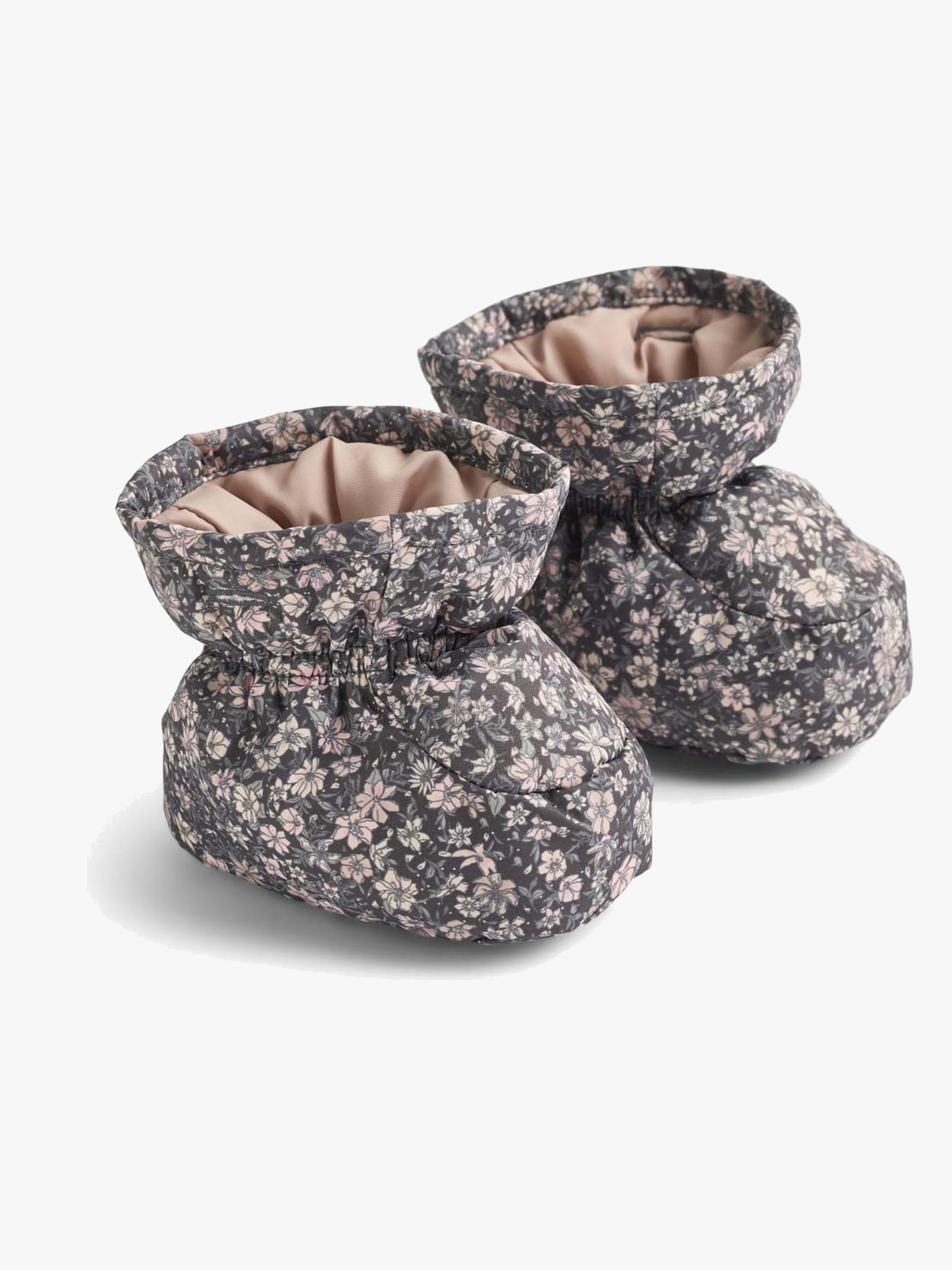 Fuffa Babyschuhe, Dark Charcoal Flowers, 0-3 Monate