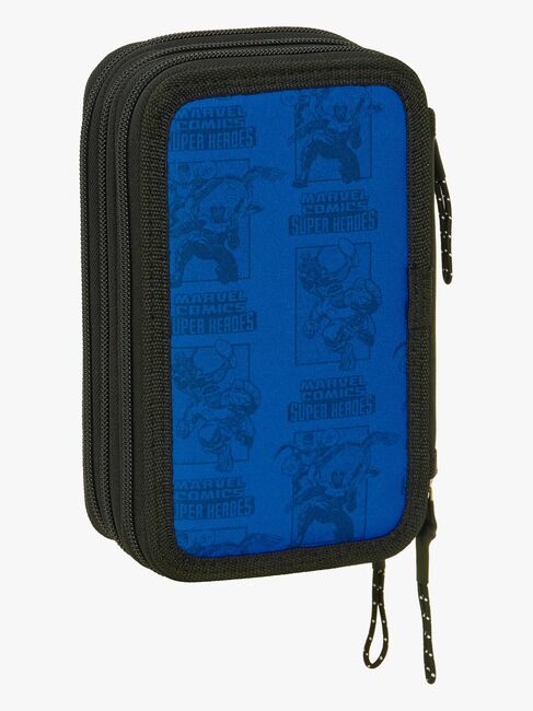 Marvel Avengers Gefülltes Dreifach-Federmäppchen 37 Teile, Blau