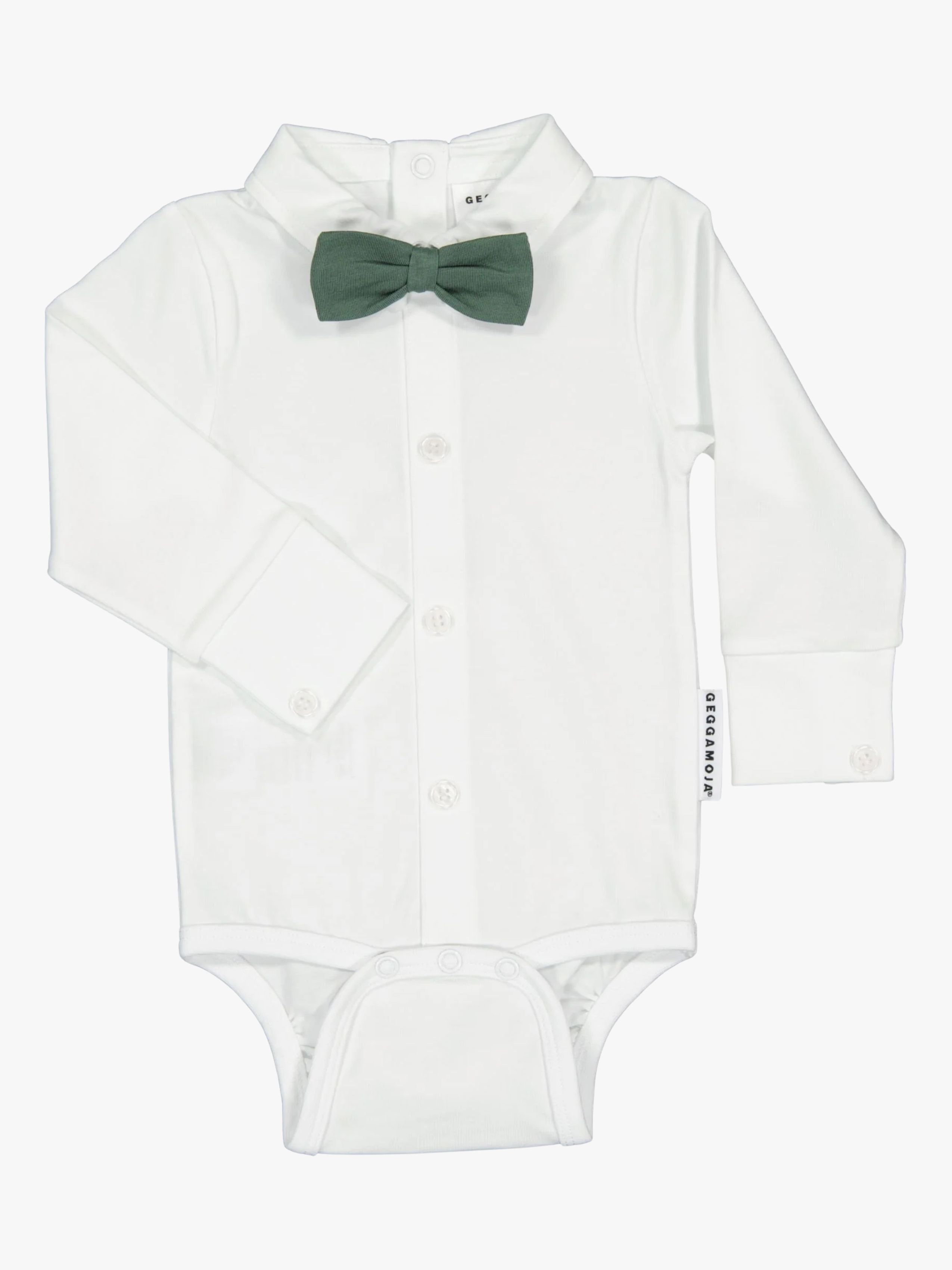 Geggamoja Body Mit Fliege, Weiß, 74-80, Babykleidung