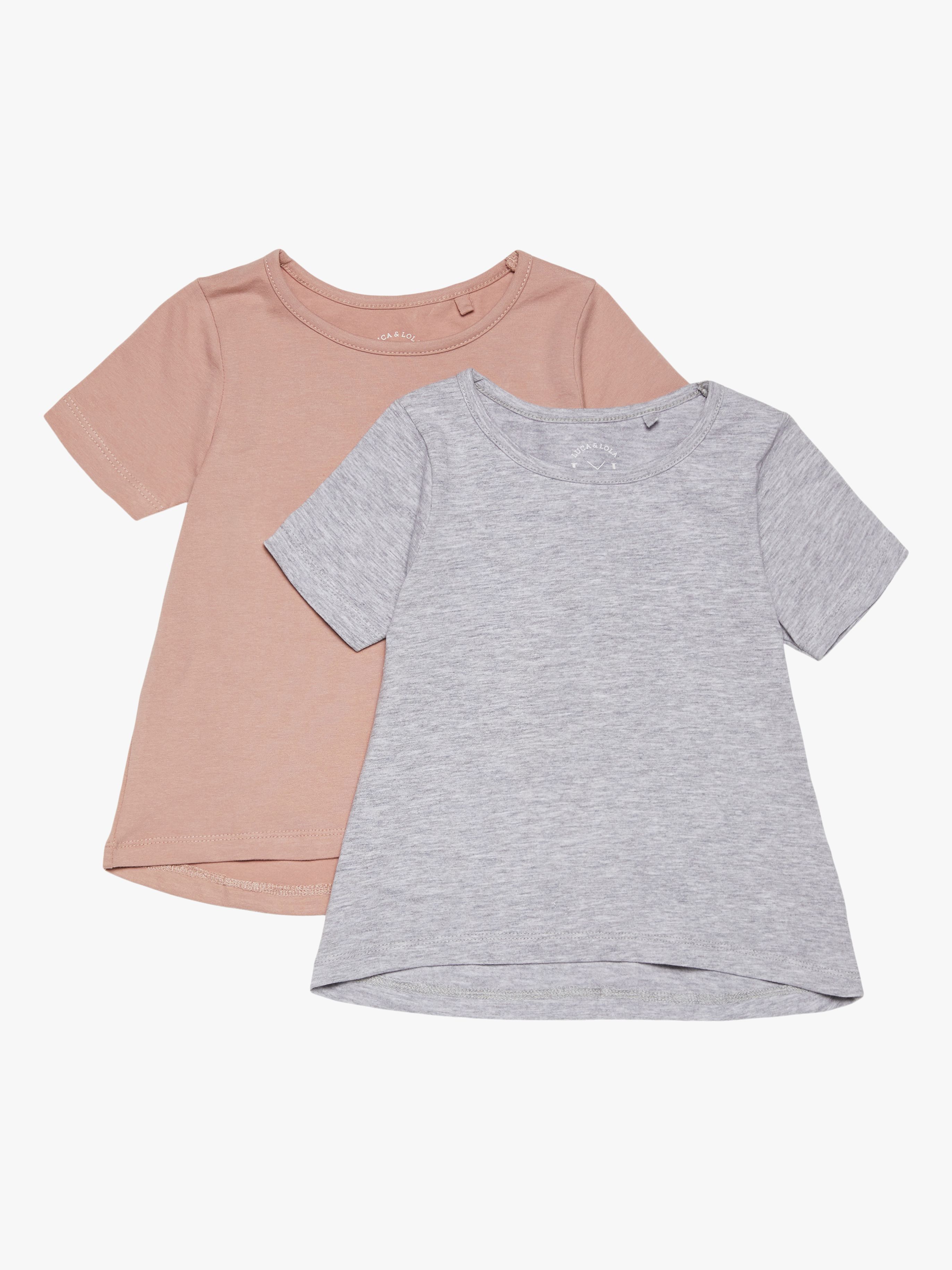 Malena T-Shirt 2er-Pack, Grey Melange / Adobe Rose 110-116