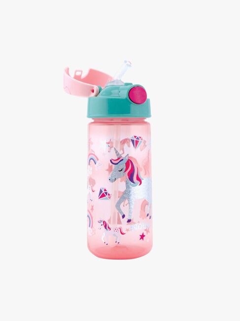 Nuby Soft Straw Push Wasserflasche Einhorn 540 ml, Rosa