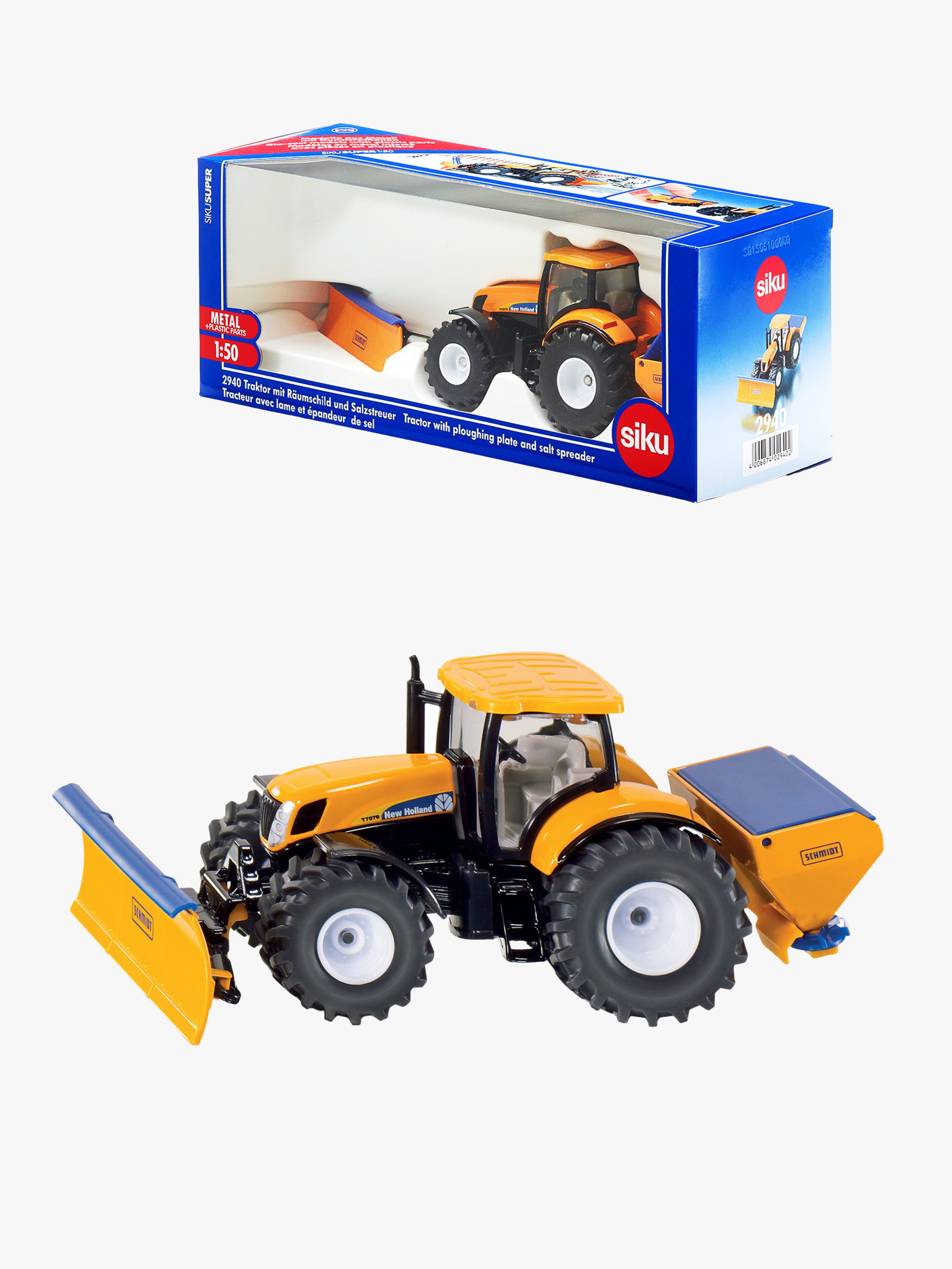 SIKU Traktor mit Pflug &  Salzstreuer 1:50