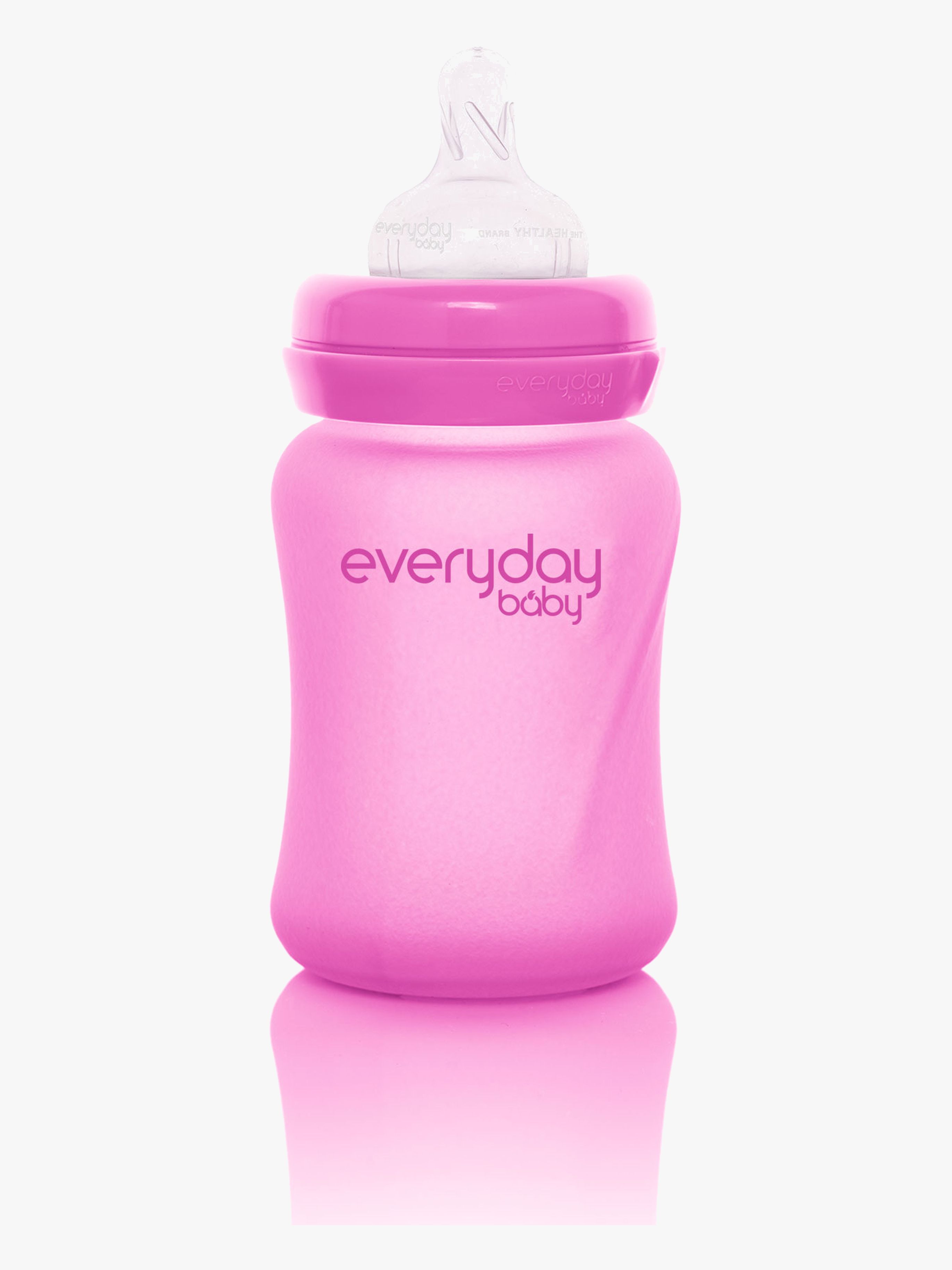 Everyday Baby Babyflasche Glas 150 ml mit Wärmeindikator, Cerise