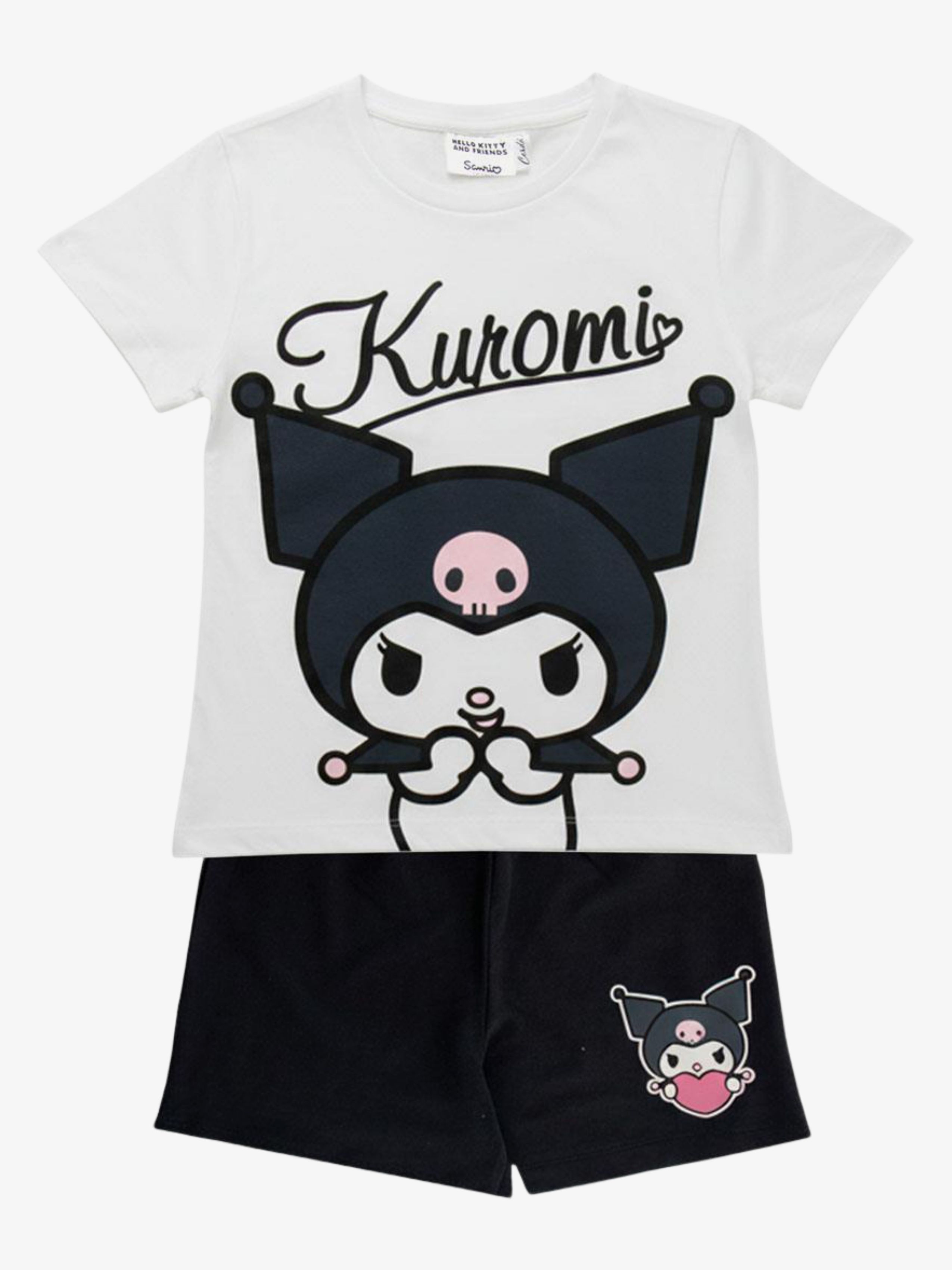 Kuromi T-Shirt Und Shorts Set, Weiß, 116-122