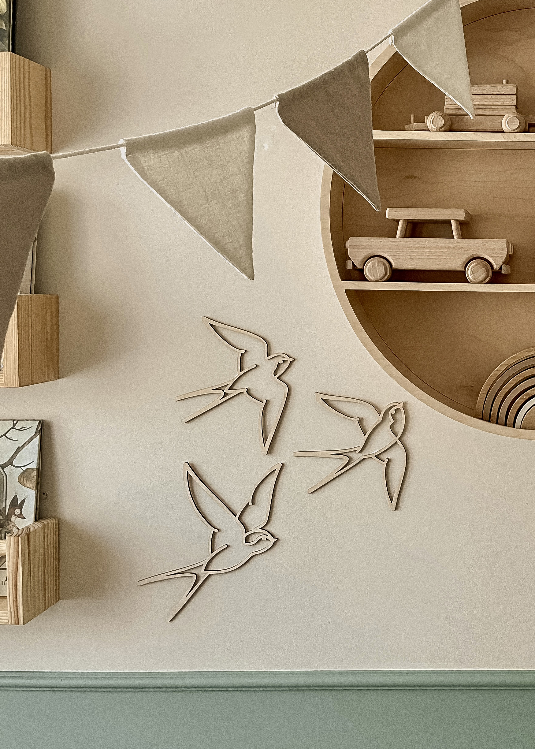 Swallows Wanddekoration Holz