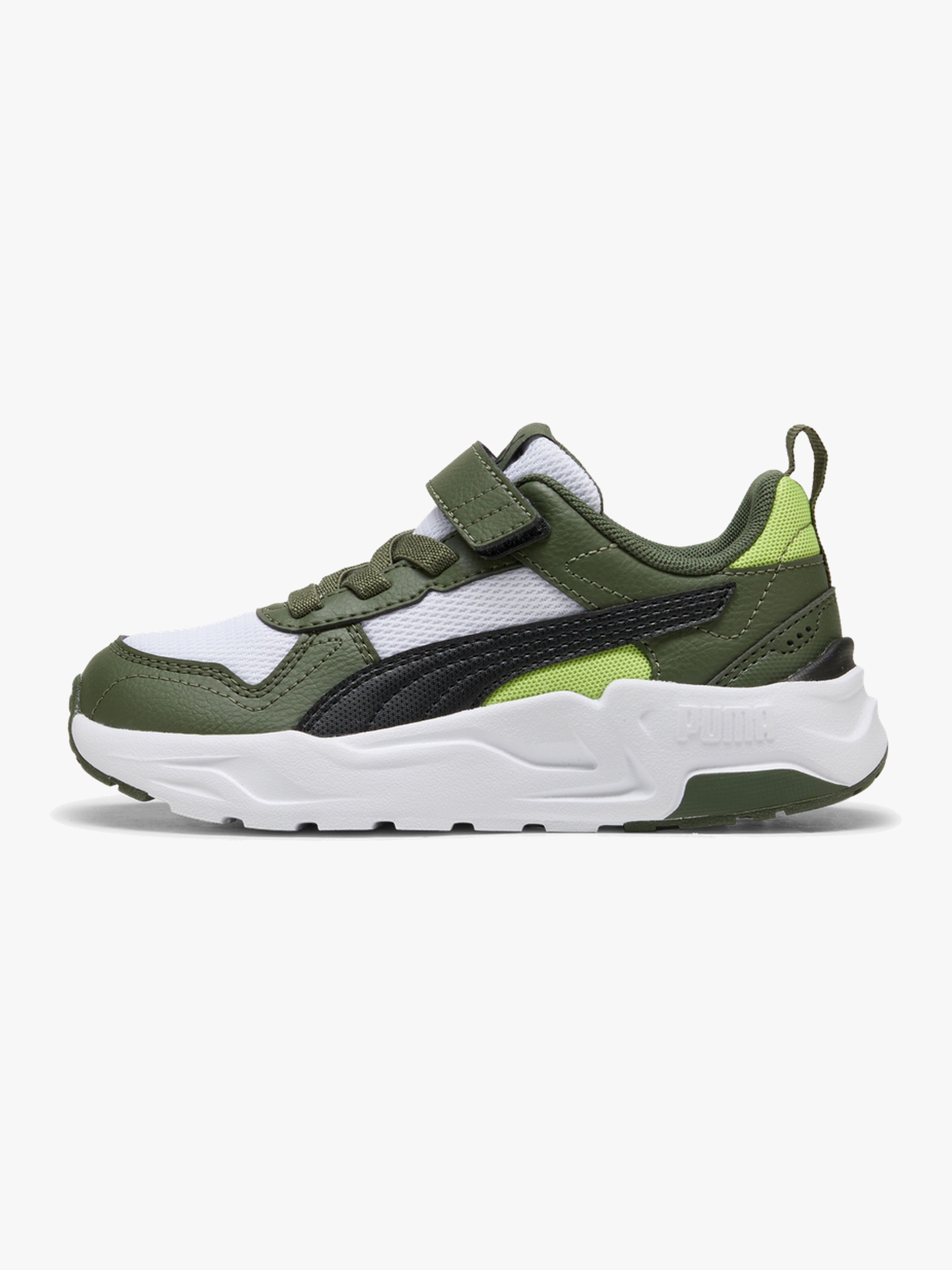 Puma Trinity 2 LT AC+ PS Kinder Sneaker, White/Moss Veil, 28, Kinderschuhe