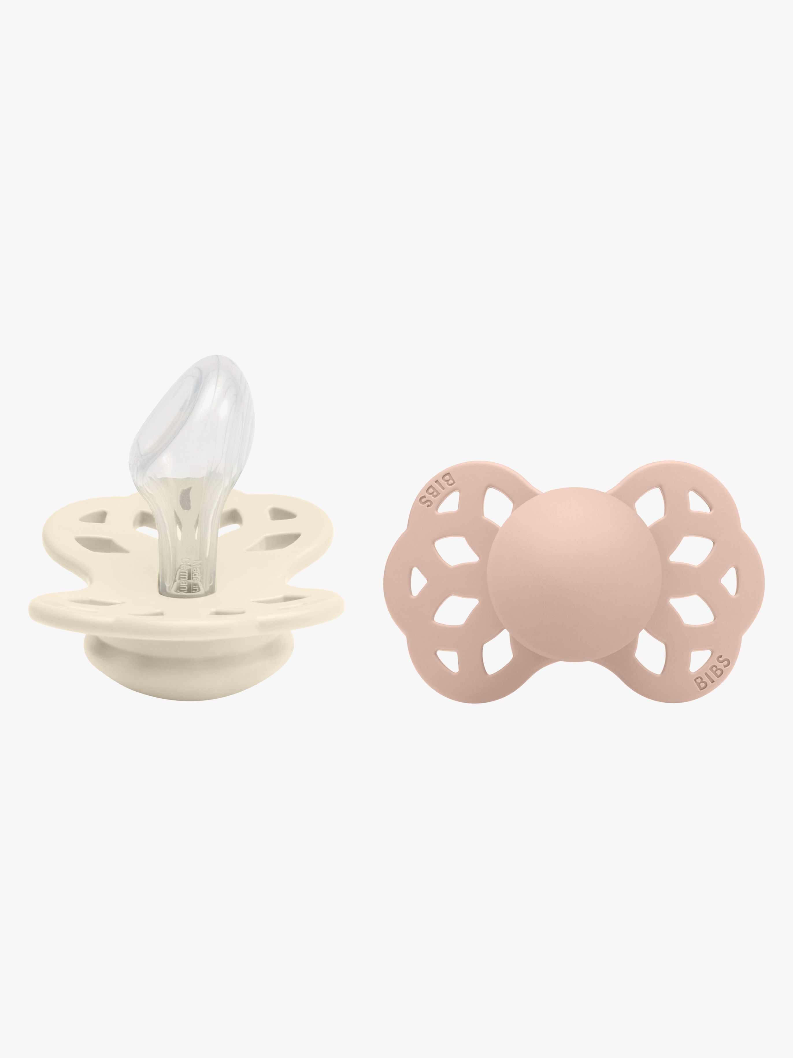 BIBS Infinity Schnuller 2er-Pack Silikon Größe 2 Anatomisch, Ivory/Blush