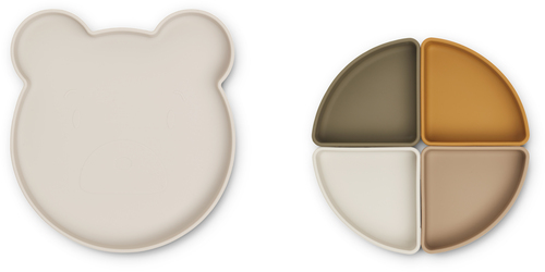 LIEWOOD Arne Mr Bear Geteilter Teller Silikon, Sandy Multi