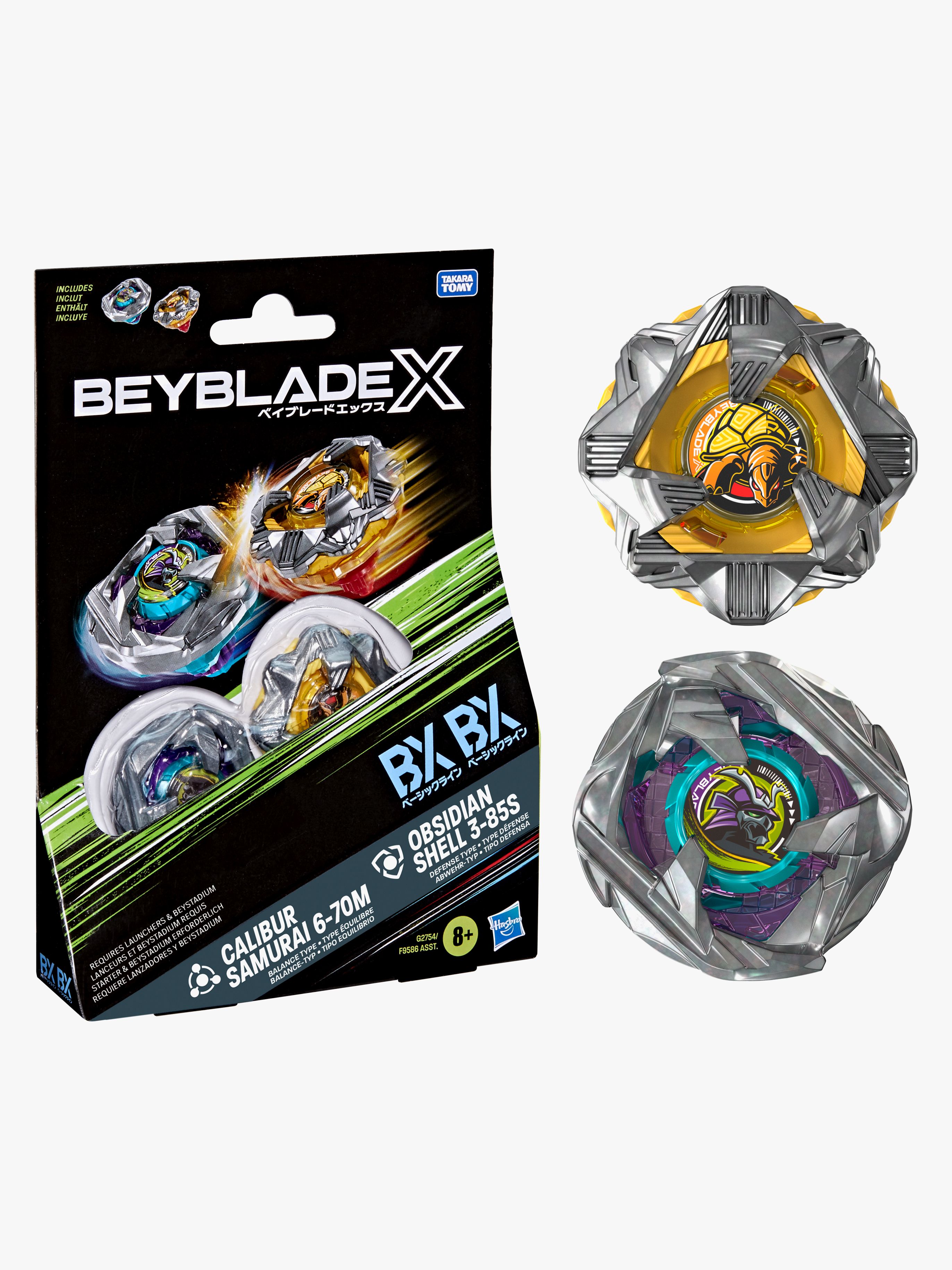Beyblade X Calibur Samurai 6-70M BX &  Obsidian Shell 3-85S BX Kreisel 2er-Pack