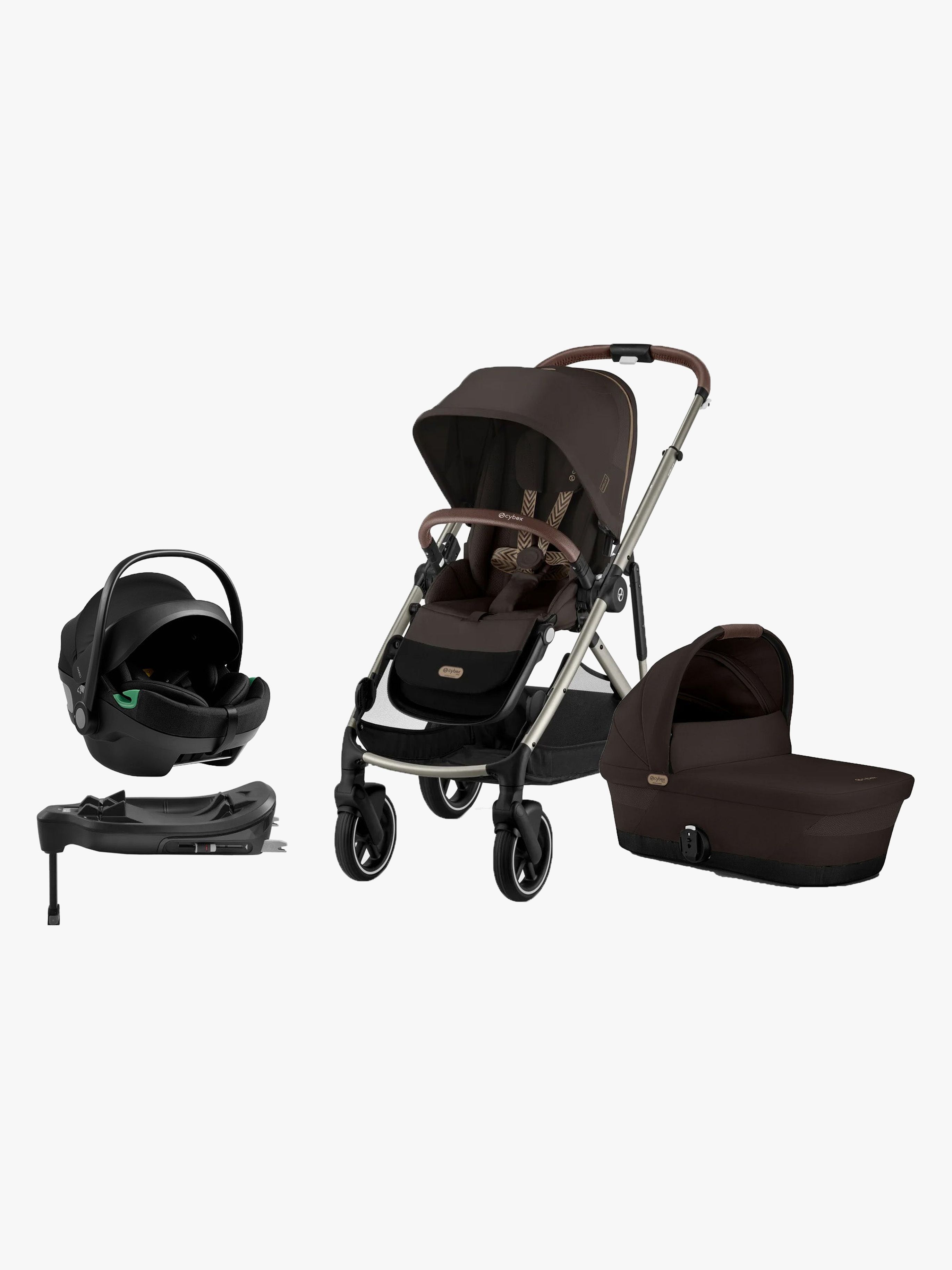 Cybex GAZELLE S Kombiwagen inkl. Axkid GOKID Babyschale & Basis, Chocolate Brown