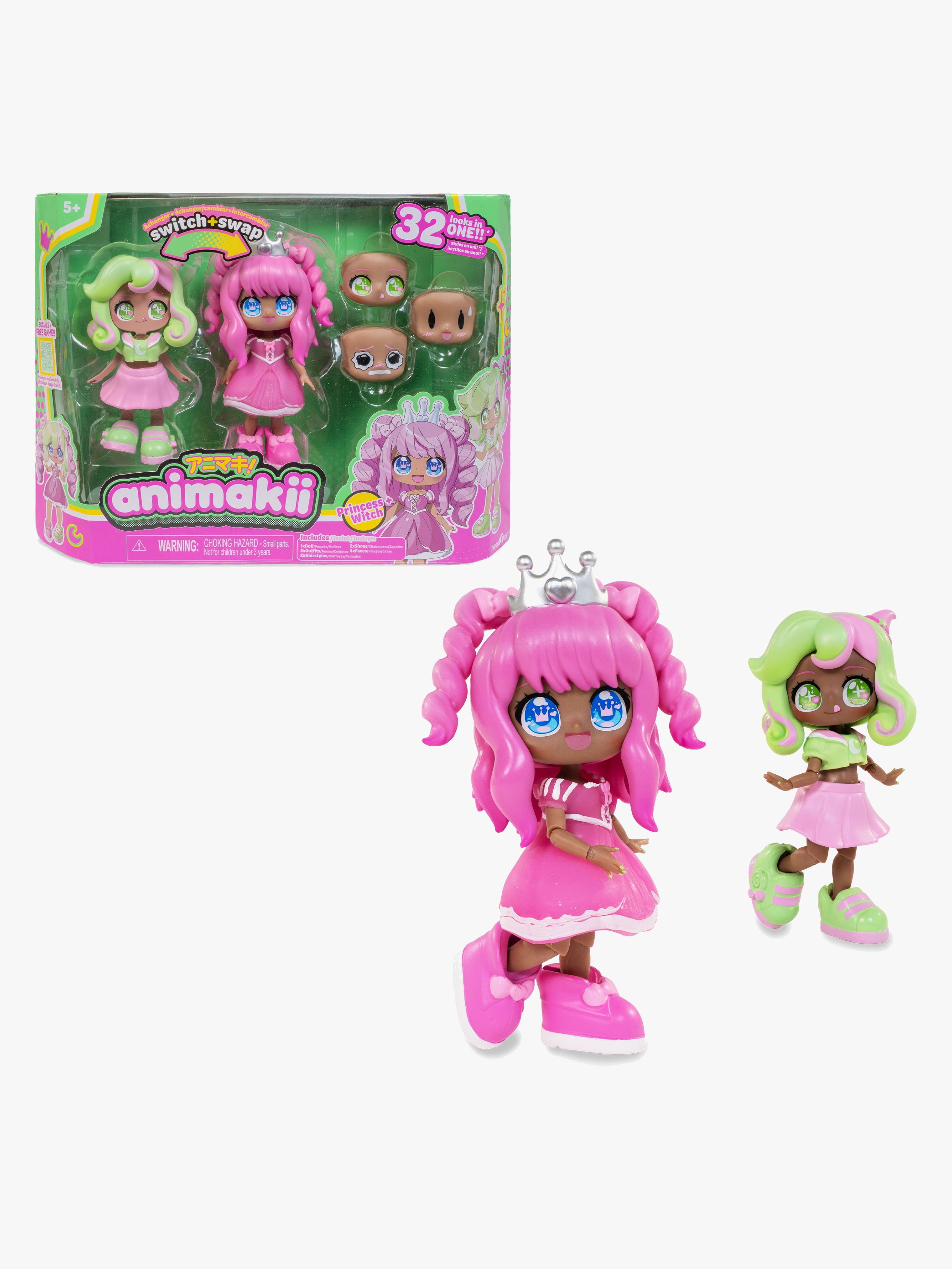 Animakii Puppenset Prinzessin og Hexe