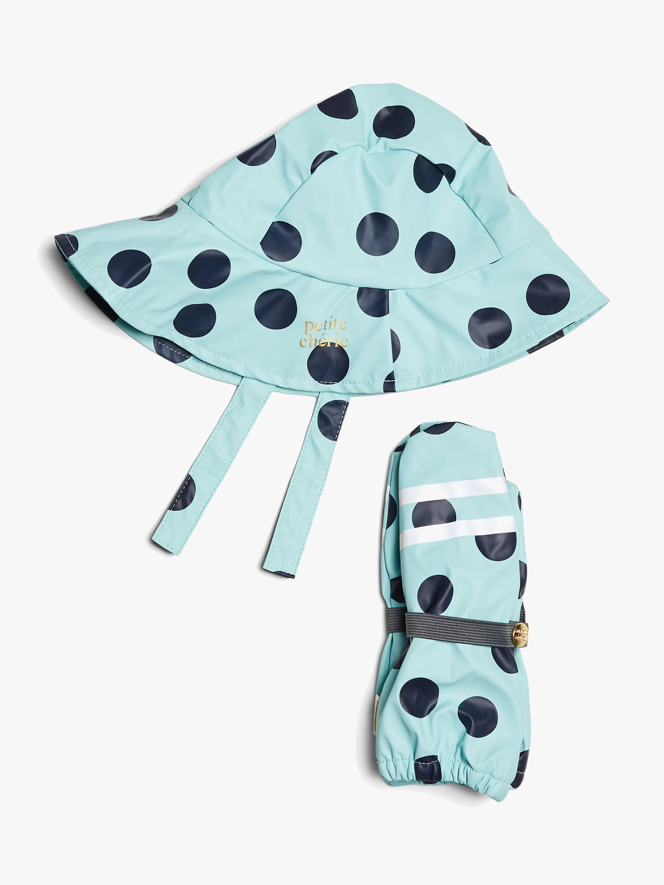 Petite Chérie Atelier Lyon Regenhut &  Gefütterte Fäustlinge, Dots Icy Morn, 2-4 Jahre