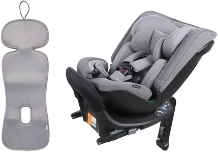 Beemoo Rotate i-Size Wendbarer Kindersitz inkl. Ventilierendem Sitzpolster, Mineral Grey/Grey