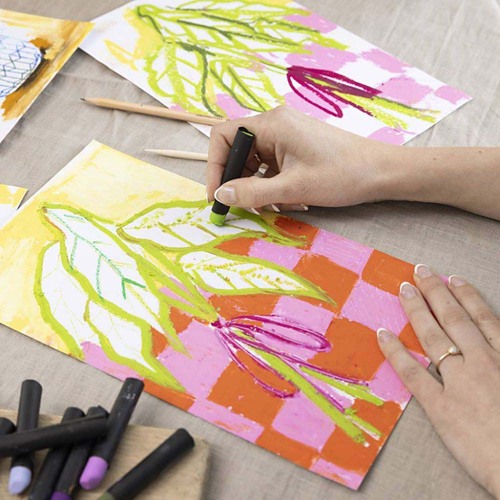 Creativ Company Bastelset Ölpastellfarbe Blumen