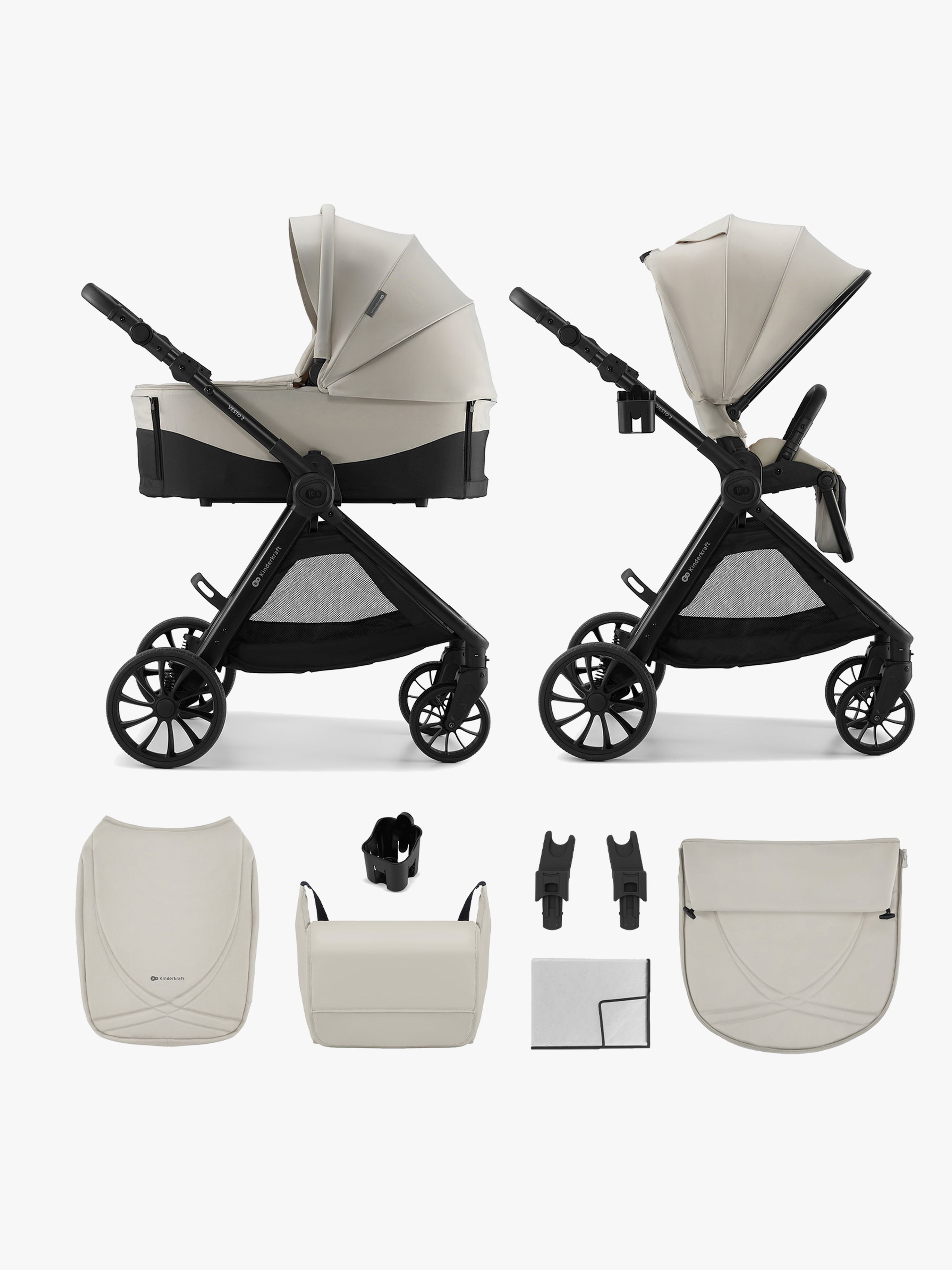 Kinderkraft Vesto 2 2-in-1 Kombikinderwagen, Beige, Kinderwagen, 2 in 1