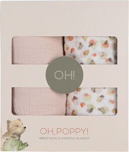Oh, Poppy! Holly Musselin Decke 2er-Pack, Fresh Vanilla/ Powder Pink
