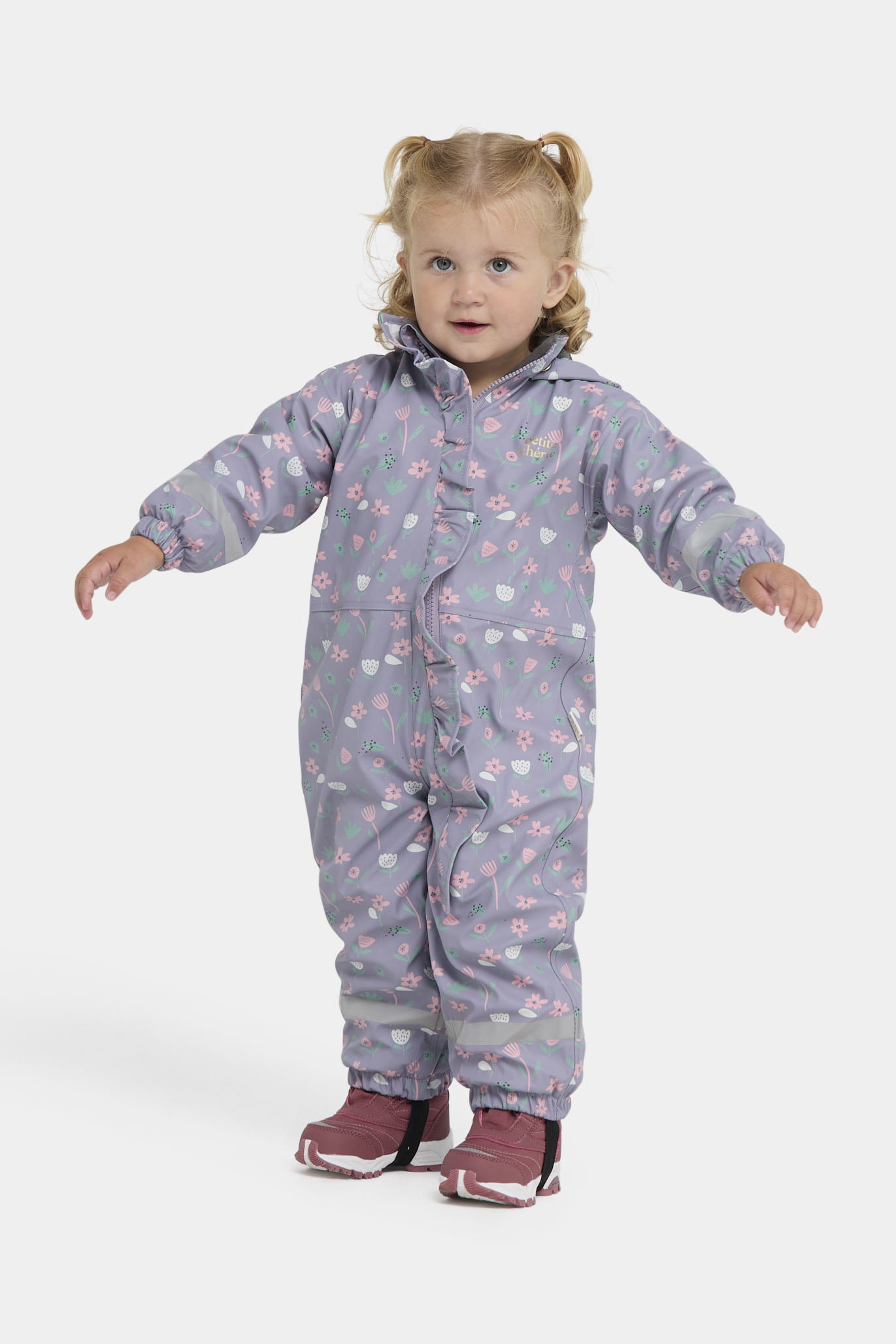 Petite Chérie Atelier Ally Gefütterter Regenoverall, Flowers Lavender Gray, 92