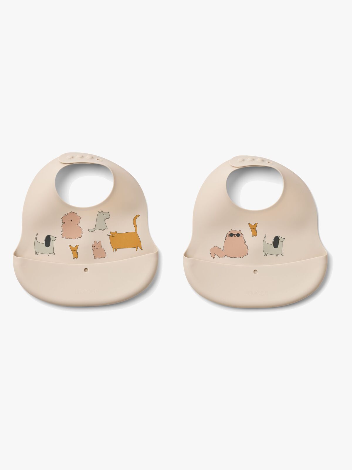 LIEWOOD Ember Gemusterte Lätzchen 2er-Pack, Cats & Dogs/Sandy