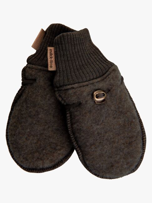 Mikk-Line Fäustlinge Merinowolle, Dark Brown Melange