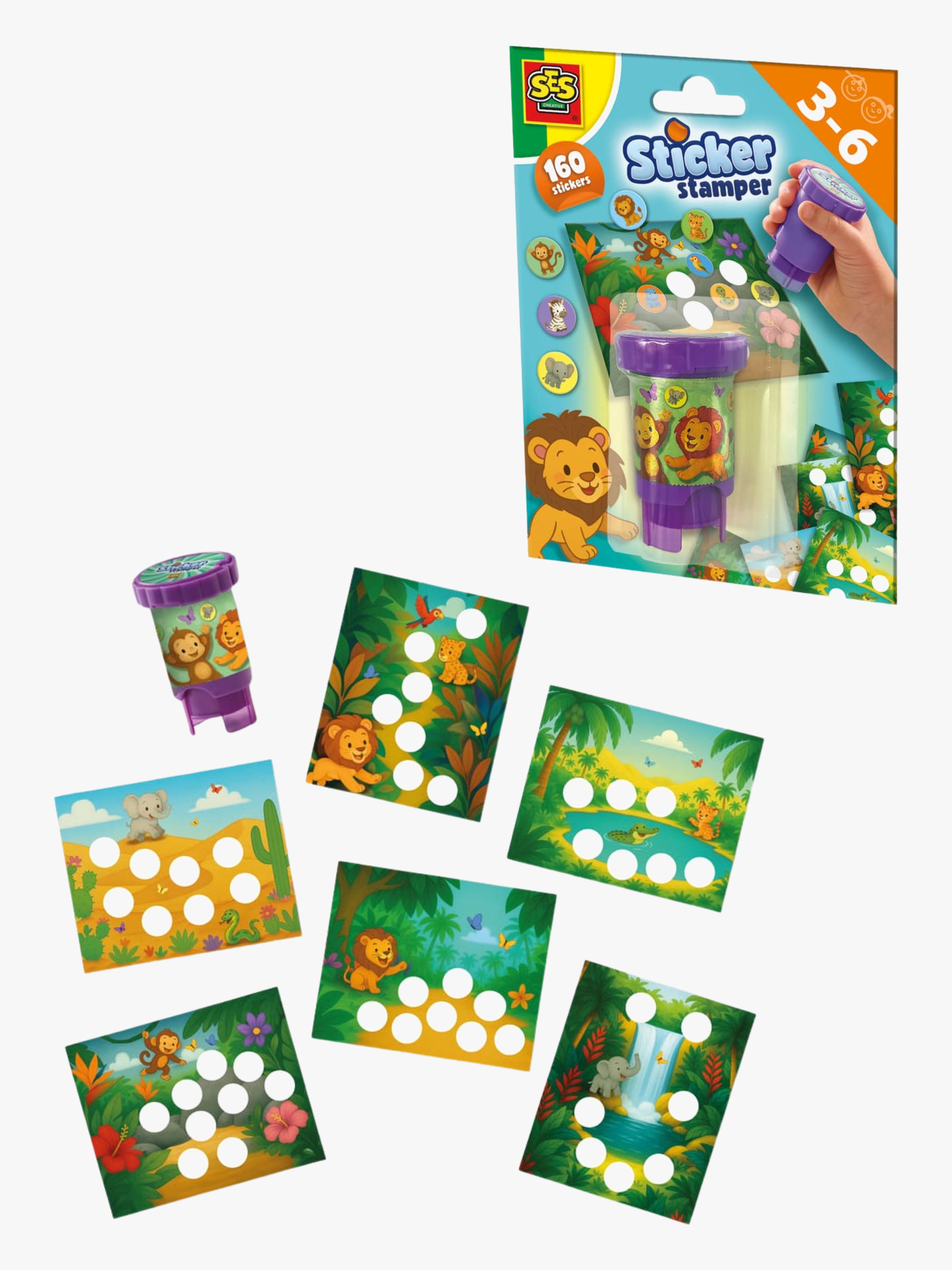 SES Creative Stempel Mit Aufklebern Dschungeltiere