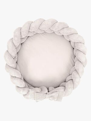 MeowBaby Aesthetic Babynest mit geflochtenem Schutz & Spielteppich, Ecru