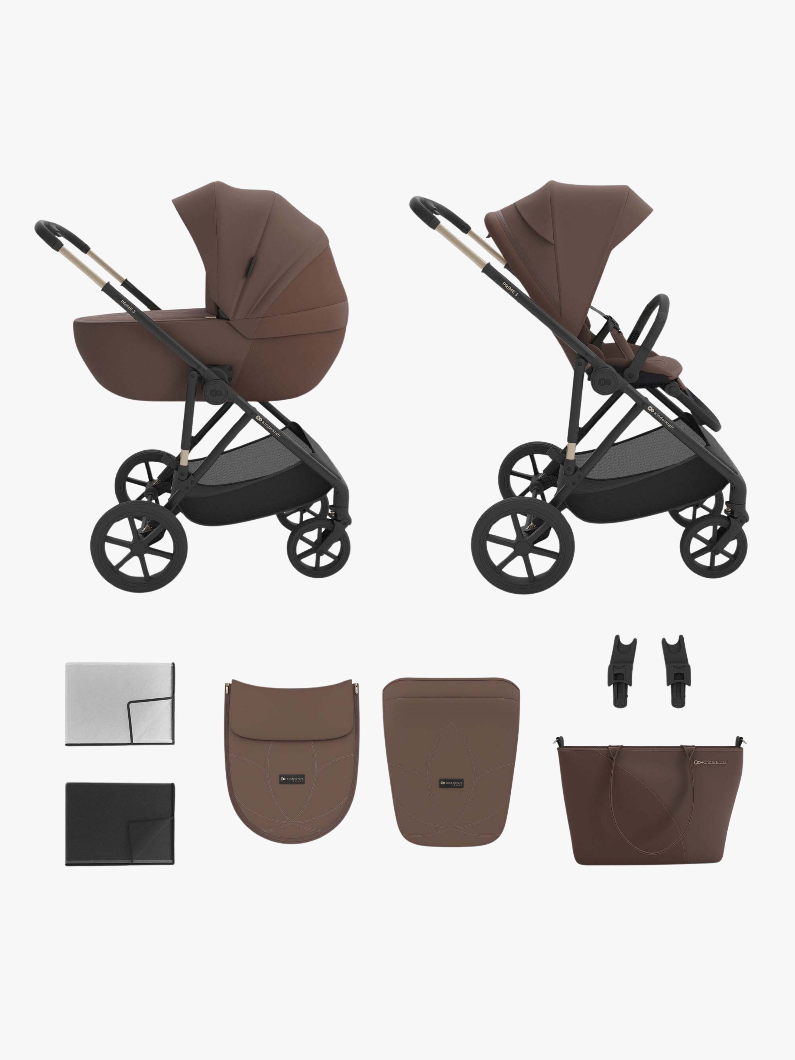 Prime 3 2-in-1 Kombikinderwagen, Velvet Mocca, Kinderwagen, 2 in 1